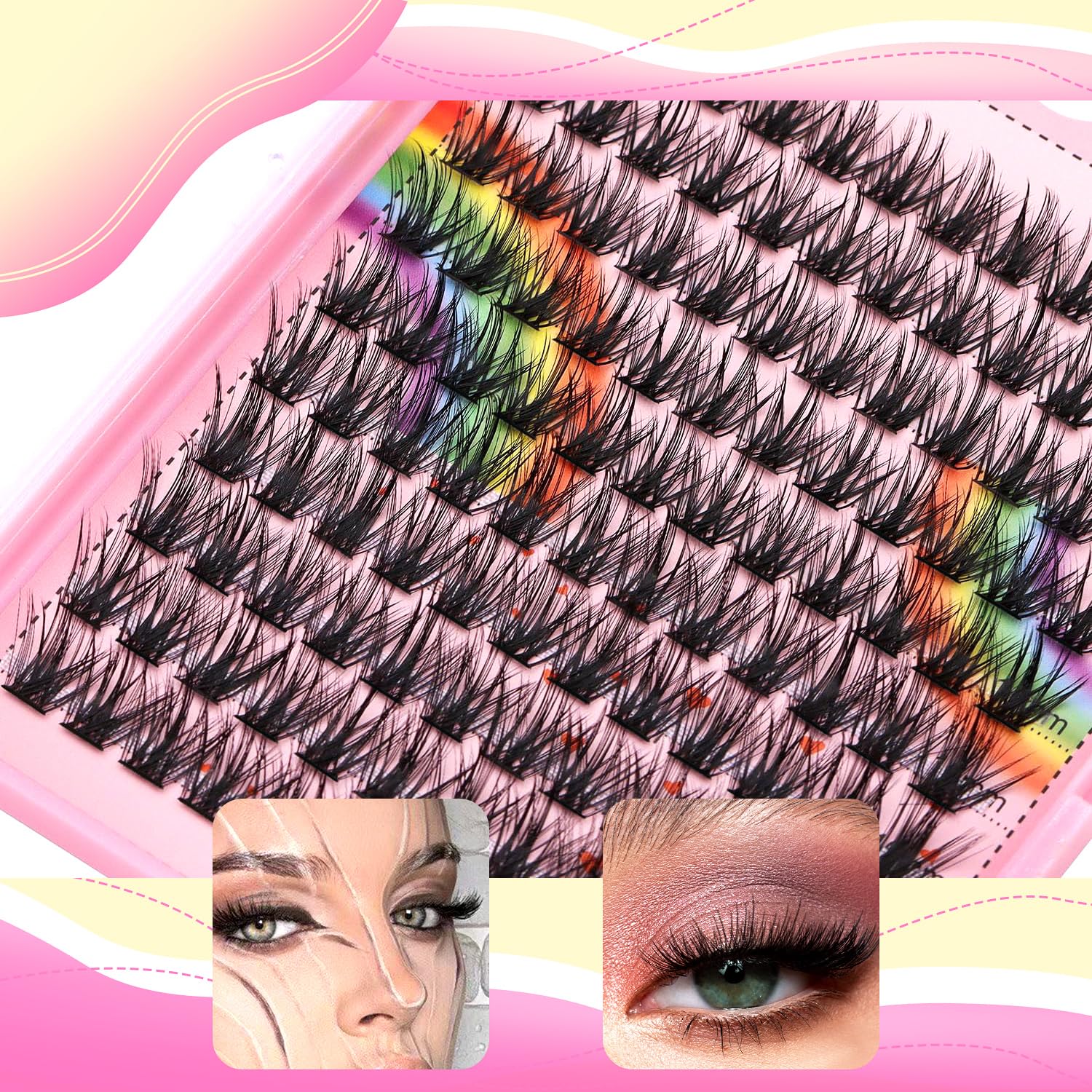 Premium Eyelash Extension Kit - 8-20mm Mixed Lengths (10+12mm, 12+14mm, 14+16mm, 16+18mm) Wispy Lash Clusters for Natural & Dramatic Looks - Perfect for Salon Professionals & DIY Lash Enthusiasts