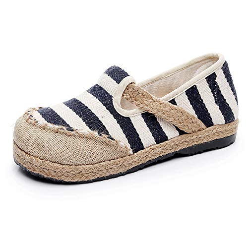 Noapasa Women's Striped Slip-On Canvas Shoes - Casual Embroidered Ethnic Floral Sandals for Women | Perfect for Summer Outfits, Beach Vacations & Boho Fashion