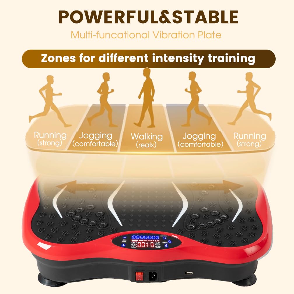 Vibration Plate Exercise Machine for Full Body Workout - Home Fitness Vibration Platform with Resistance Bands - Improve Circulation, Muscle Tone & Bone Density - Supports 330 lbs - Perfect for Home Gym, Weight Loss & Physical Therapy