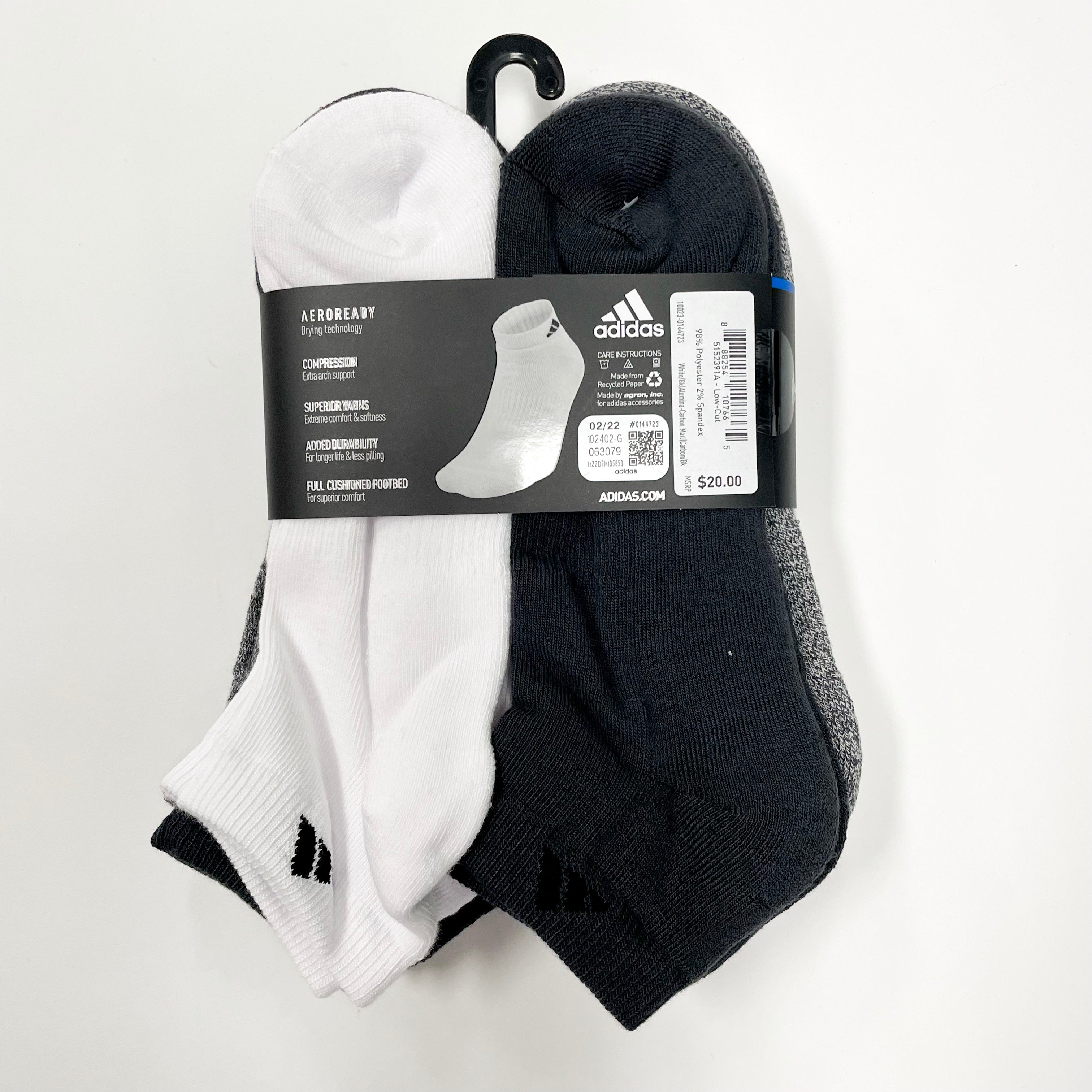 Adidas Men's Cushioned Low-Cut Athletic Socks 6-Pack - Breathable Comfort for Running, Gym & Everyday Wear