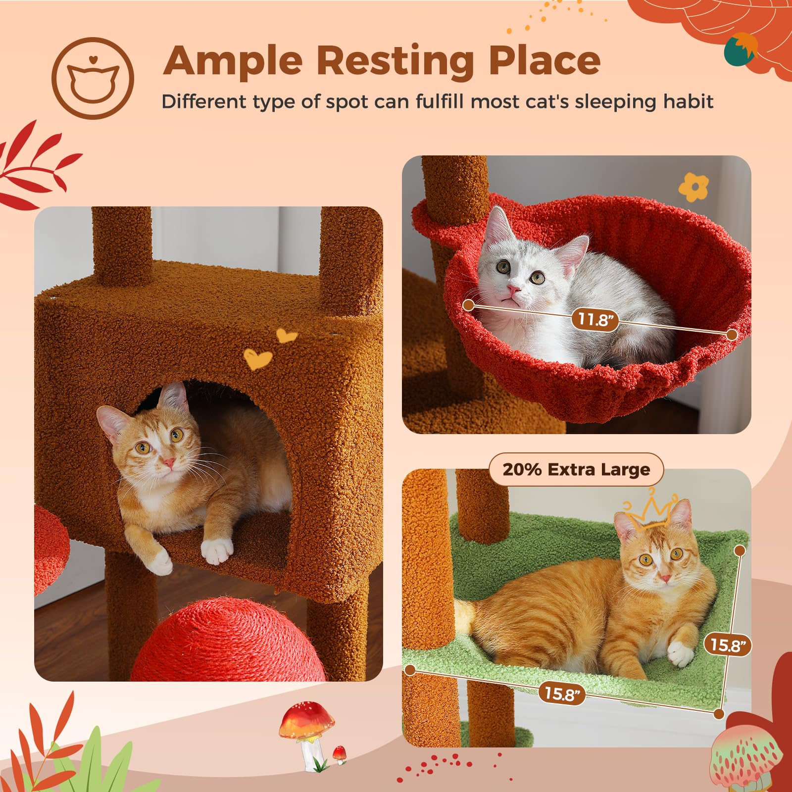 PEQULTI Adjustable Floor to Ceiling Cat Tree Tower (90.5