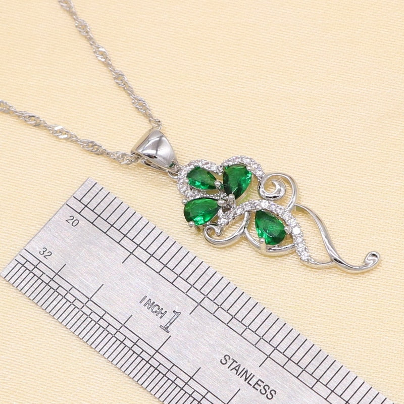 Stunning Green Cubic Zirconia Jewelry Set - Elegant Necklace & Earrings for Women | Perfect for Weddings, Parties & Special Occasions