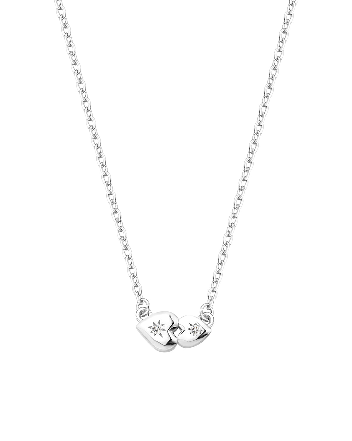 You And Me Dainty Hearts Necklace - Sterling Silver Couple Necklace for Valentine's Day, Anniversary Gift & Romantic Date Night Jewelry