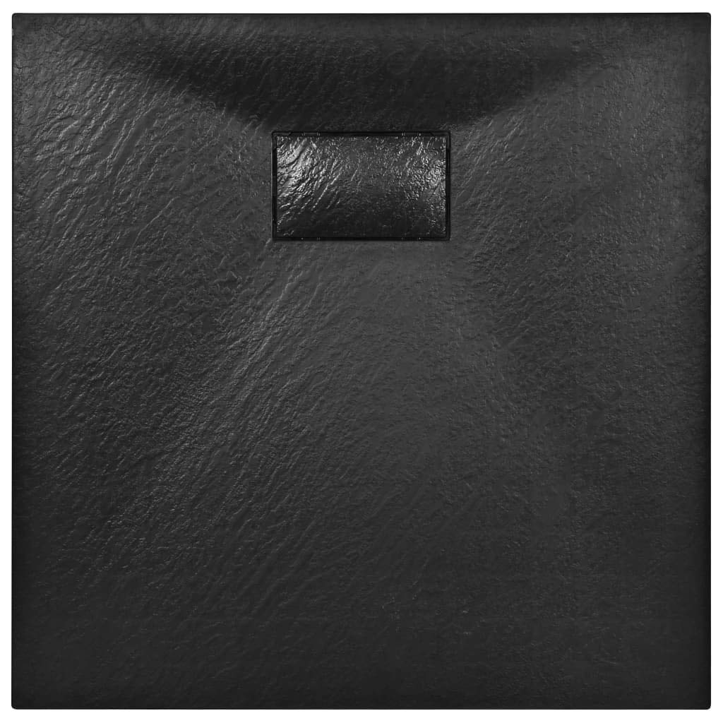 Threshold Shower Base 31.5x31.5 Inch - SMC Bathroom Shower Pan with Drain Cover - Black Waterproof Shower Tray for Modern Bathroom Renovation - Perfect for Home, Apartment & RV Bathrooms