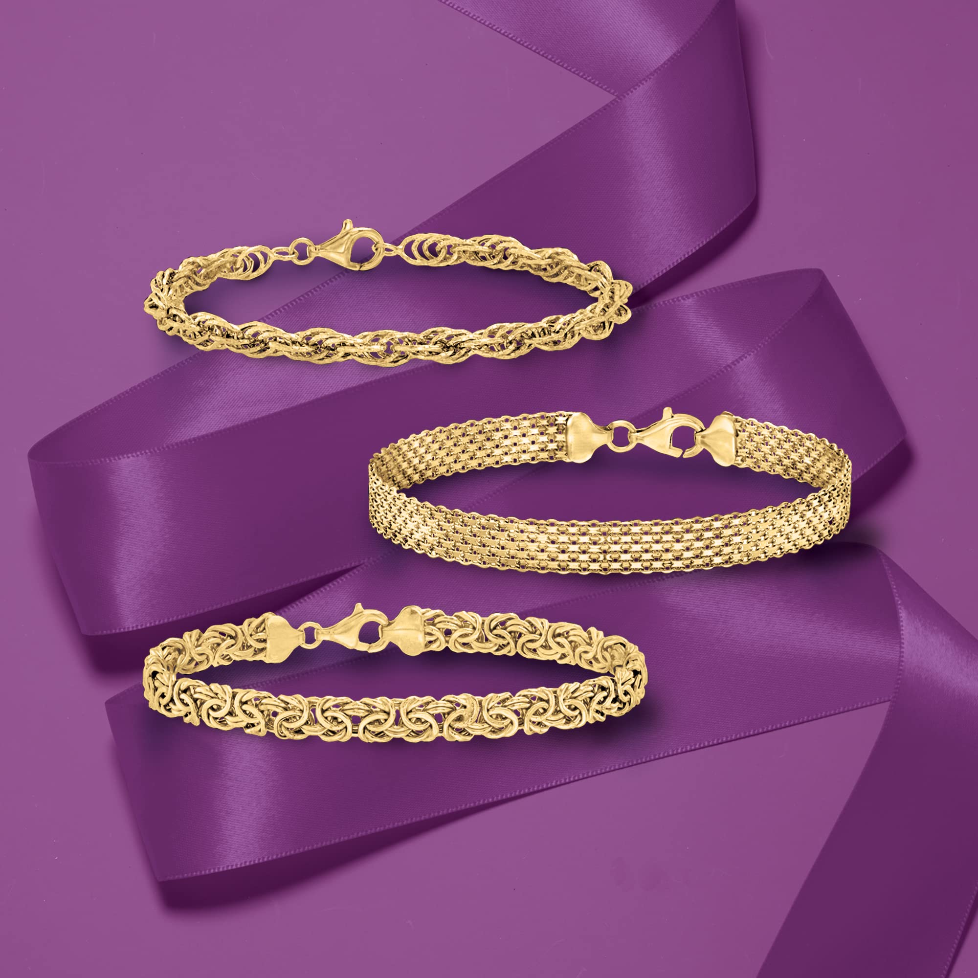 Ross-Simons Sterling Silver 3-Link Bracelet Set for Women | Elegant Stackable Jewelry for Everyday Wear, Gifts & Special Occasions