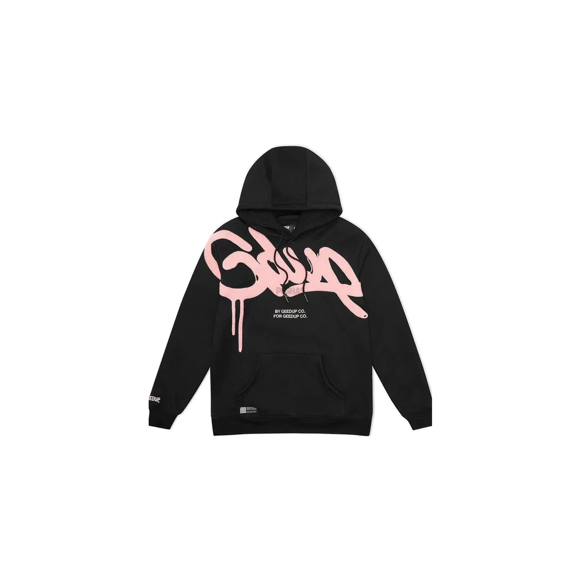 Geedup Handstyle Hoodie for Men & Women - Black & Pink Pullover Sweatshirt (2022) | Streetwear Fashion, Casual Wear, Gym & Lounge Comfort