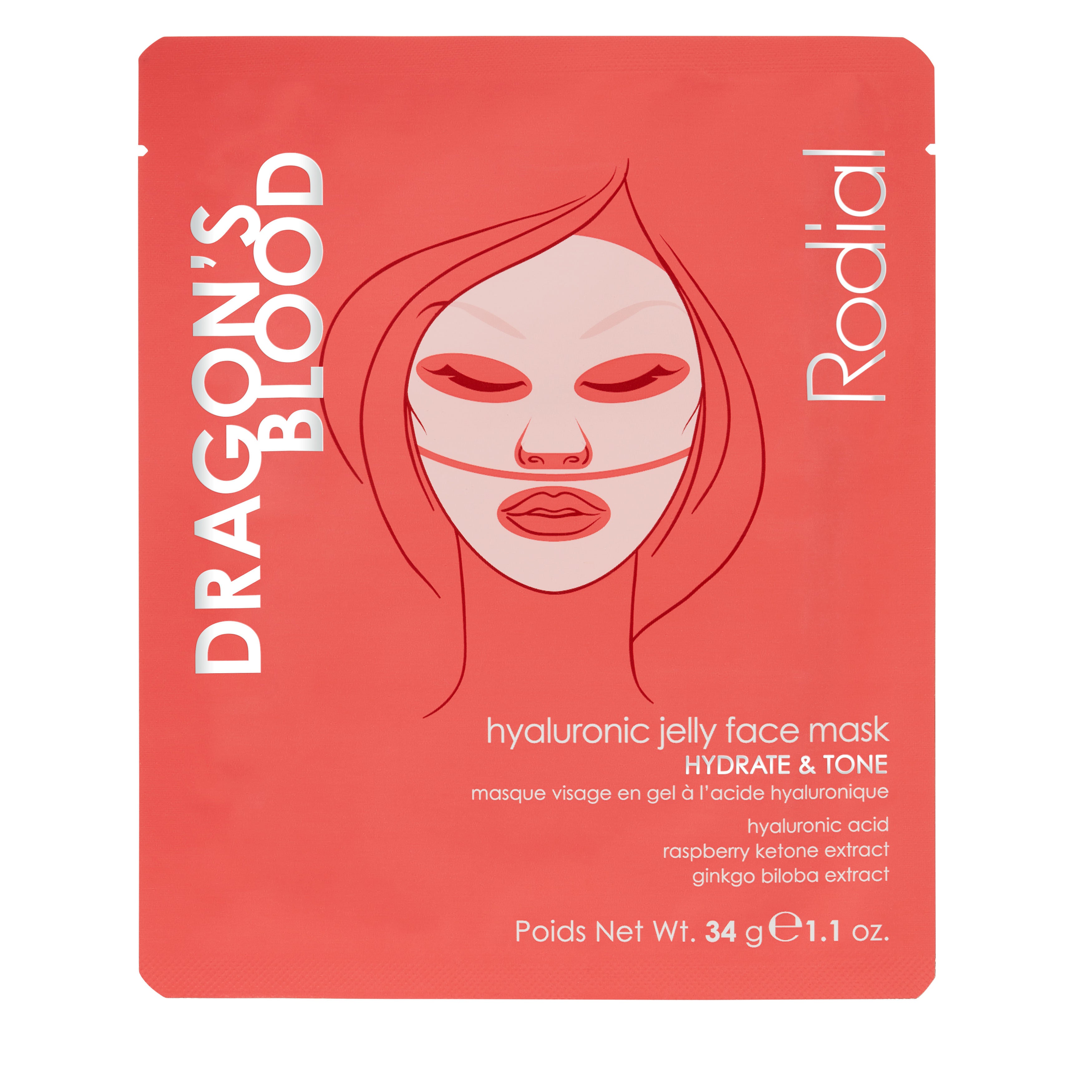 Dragon's Blood Hyaluronic Acid Jelly Face Mask - 4 Pack | Hydrating & Anti-Aging Skincare for Dry Skin | Perfect for Night Routine & Spa Days
