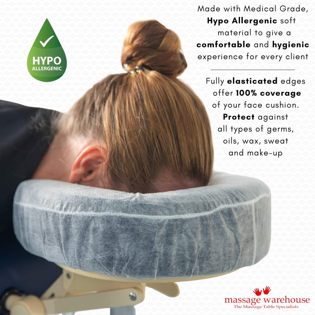**Disposable Face Cradle Covers for Massage Tables & Chairs - Soft, Non-Stick, Medical Grade Headrest Covers (50-Pack) - Ideal for Spas, Clinics & Hygienic Massage Sessions**