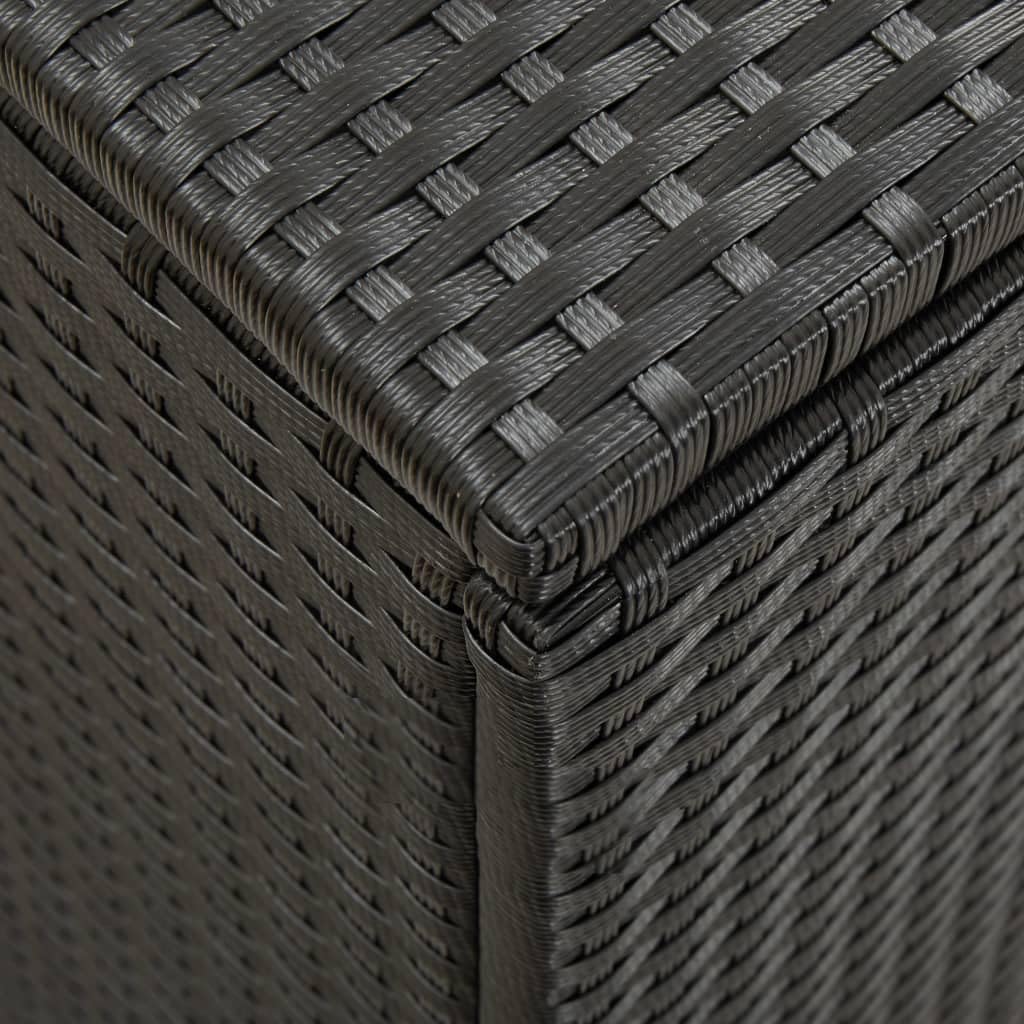 Outdoor Storage Box - Poly Rattan Patio Furniture Organizer - Weatherproof Garden Storage for Cushions, Tools & Accessories - Black - 78.7