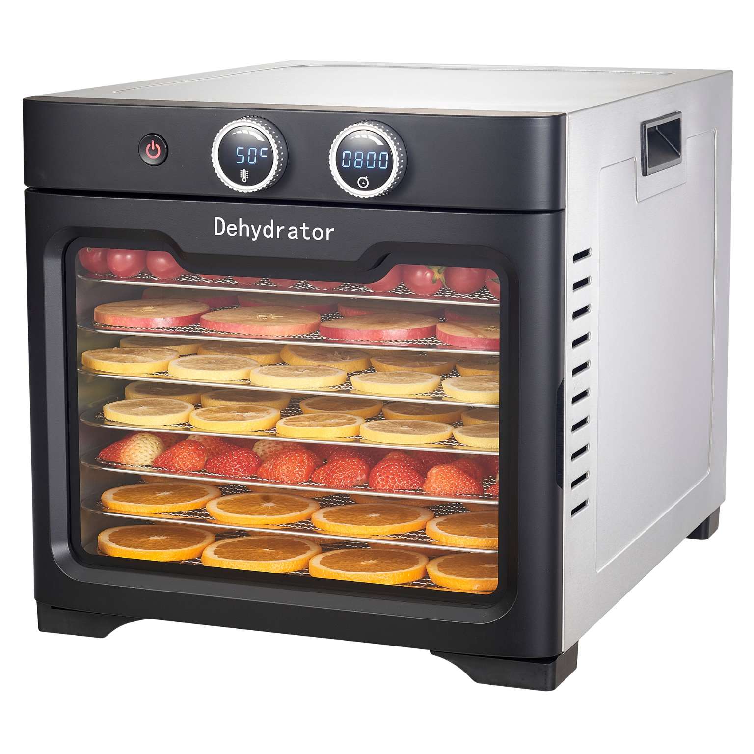 Premium 8-Tray Stainless Steel Food Dehydrator for Jerky, Fruits & Herbs - Commercial & Home Use, Healthy Snack Making & Food Preservation