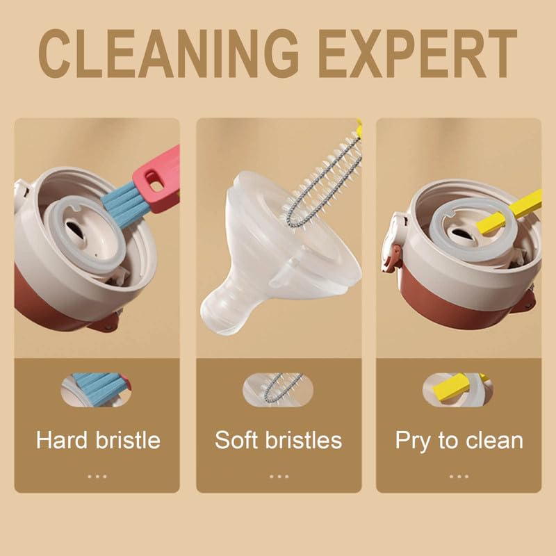 2024 New 3-in-1 Multifunctional Cleaning Brush Set - Baby Bottle Gap Cleaner, Cup Lid Scrubber & Tight Space Brush | Portable Dishwashing Tool for Kitchen, Travel & Baby Care Essentials