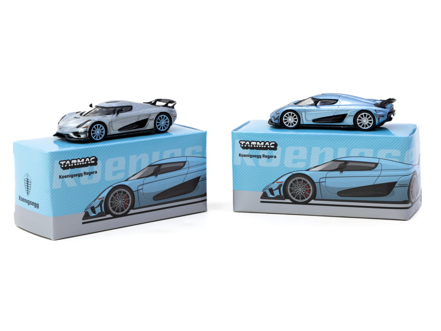 Tarmac Works 1/64 Scale Koenigsegg Regera Diecast Model Car - Light Blue Metallic Finish - Collectible Toy for Display & Racing Games - Perfect for Car Enthusiasts & Kids Gifts