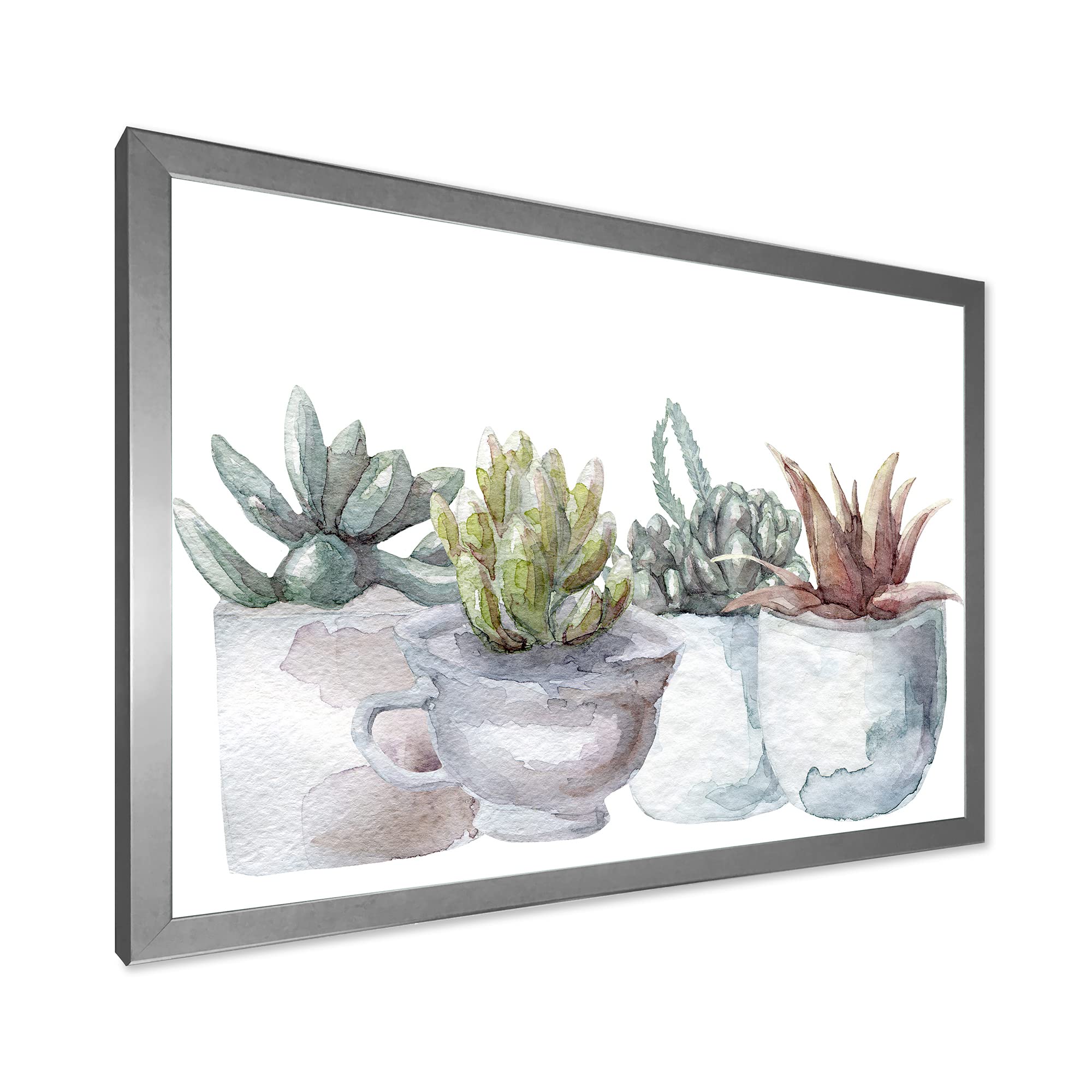 DesignQ Cactus and Succulent House Plants Farmhouse Framed Wall Art - Perfect for Living Room, Bedroom, Office & Home Decor