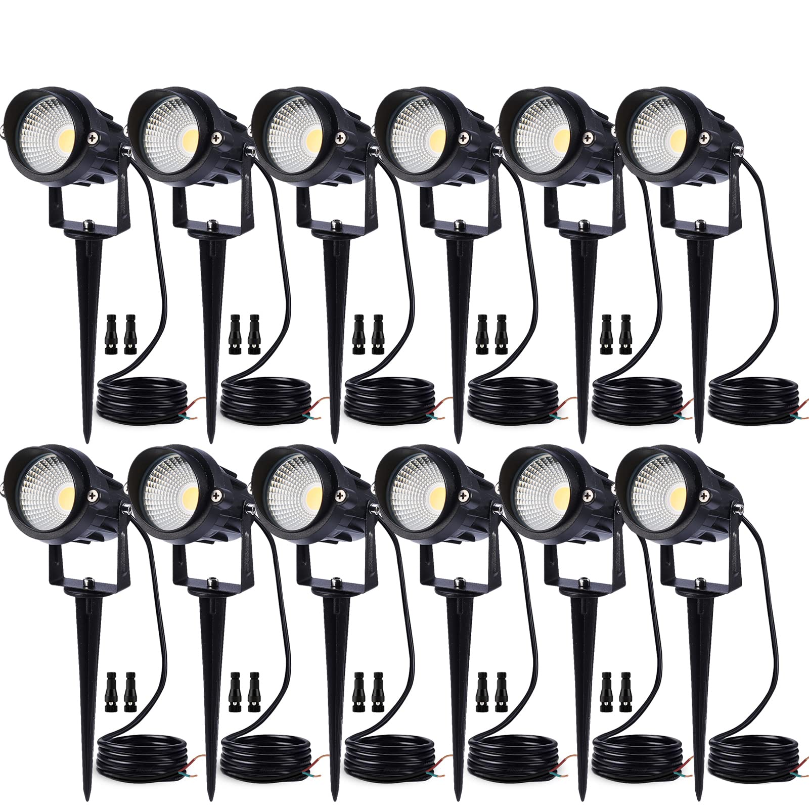 12W Low Voltage LED Landscape Lights - 12V Waterproof Outdoor Pathway & Garden Lights (12 Pack) - Warm White 1000LM for Yard, Wall, Tree, Flag Spotlights - Perfect for Patios, Driveways & Garden Decor