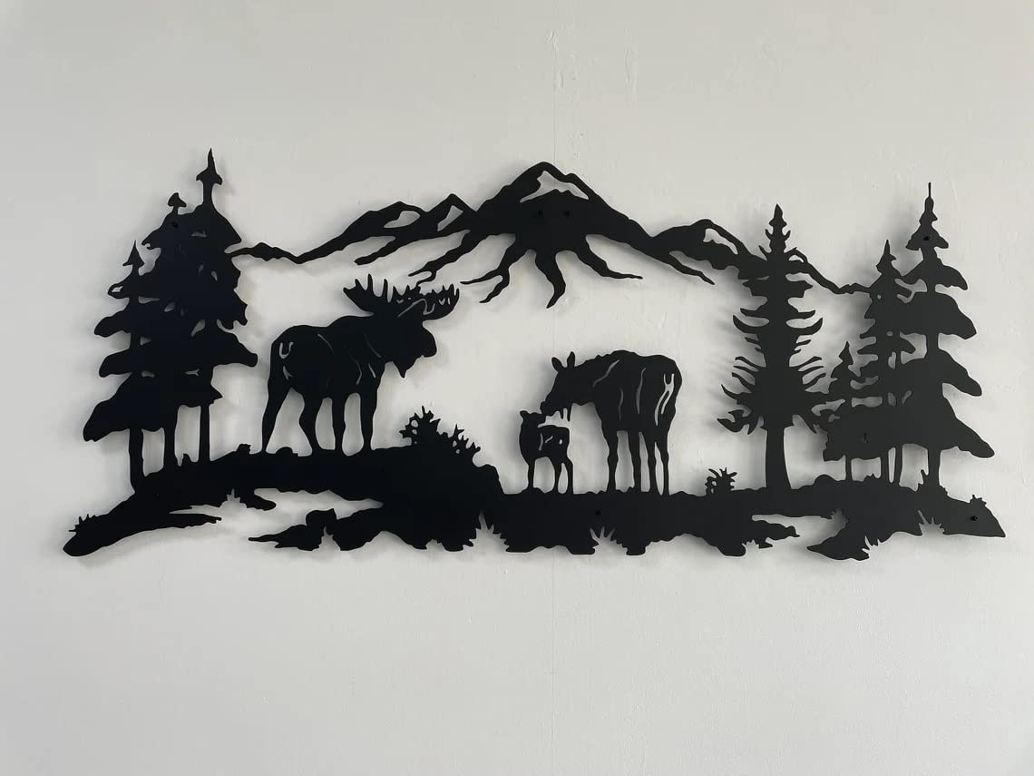 DEKADRON Metal Moose Wall Art - Nature Inspired Metal Tree Décor for Home & Office - 40