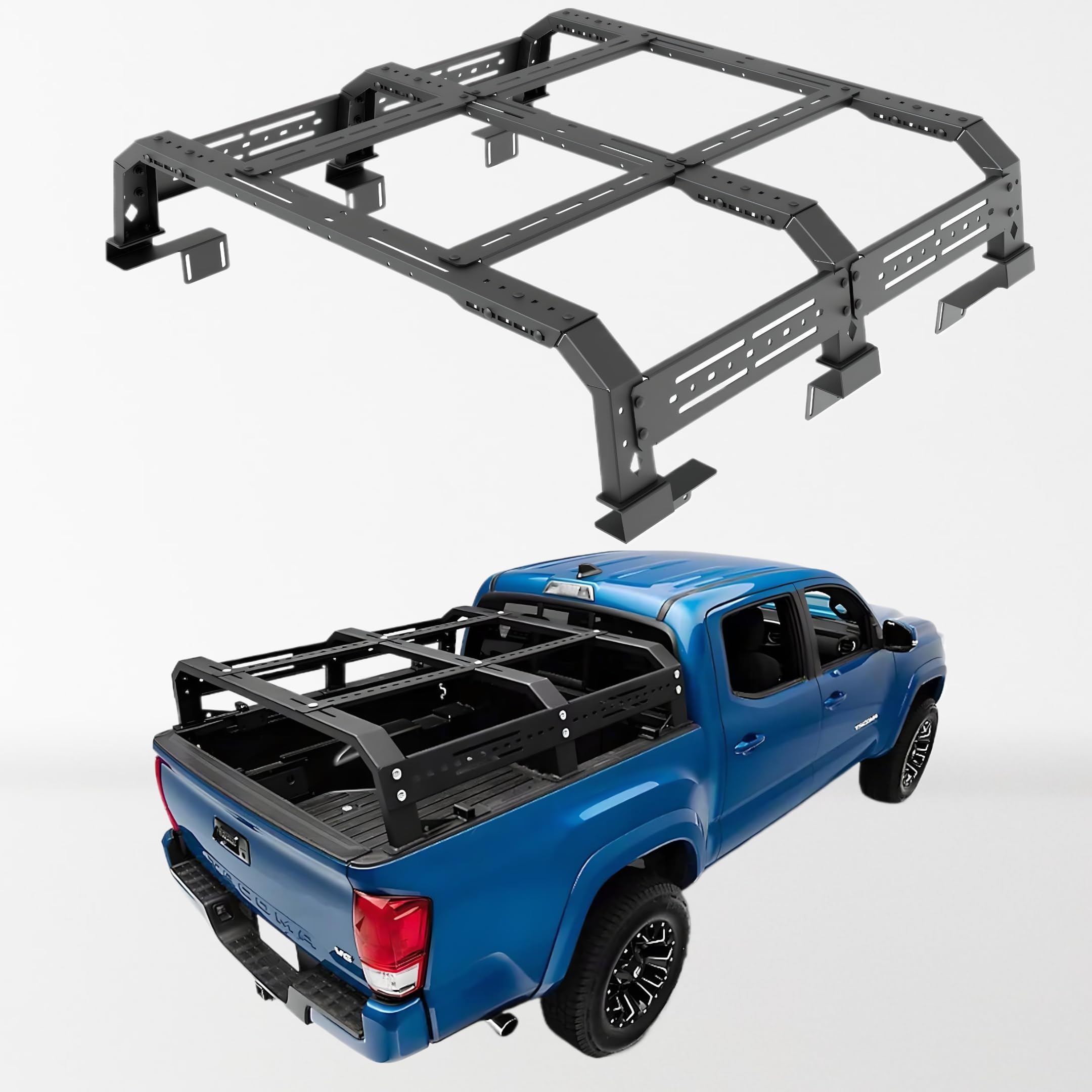 Heavy Duty Adjustable Truck Bed Rack Cargo Carrier - Universal Fit for Full-Size & Mid-Size Pickup Trucks | Perfect for Camping, Hauling & Outdoor Adventures