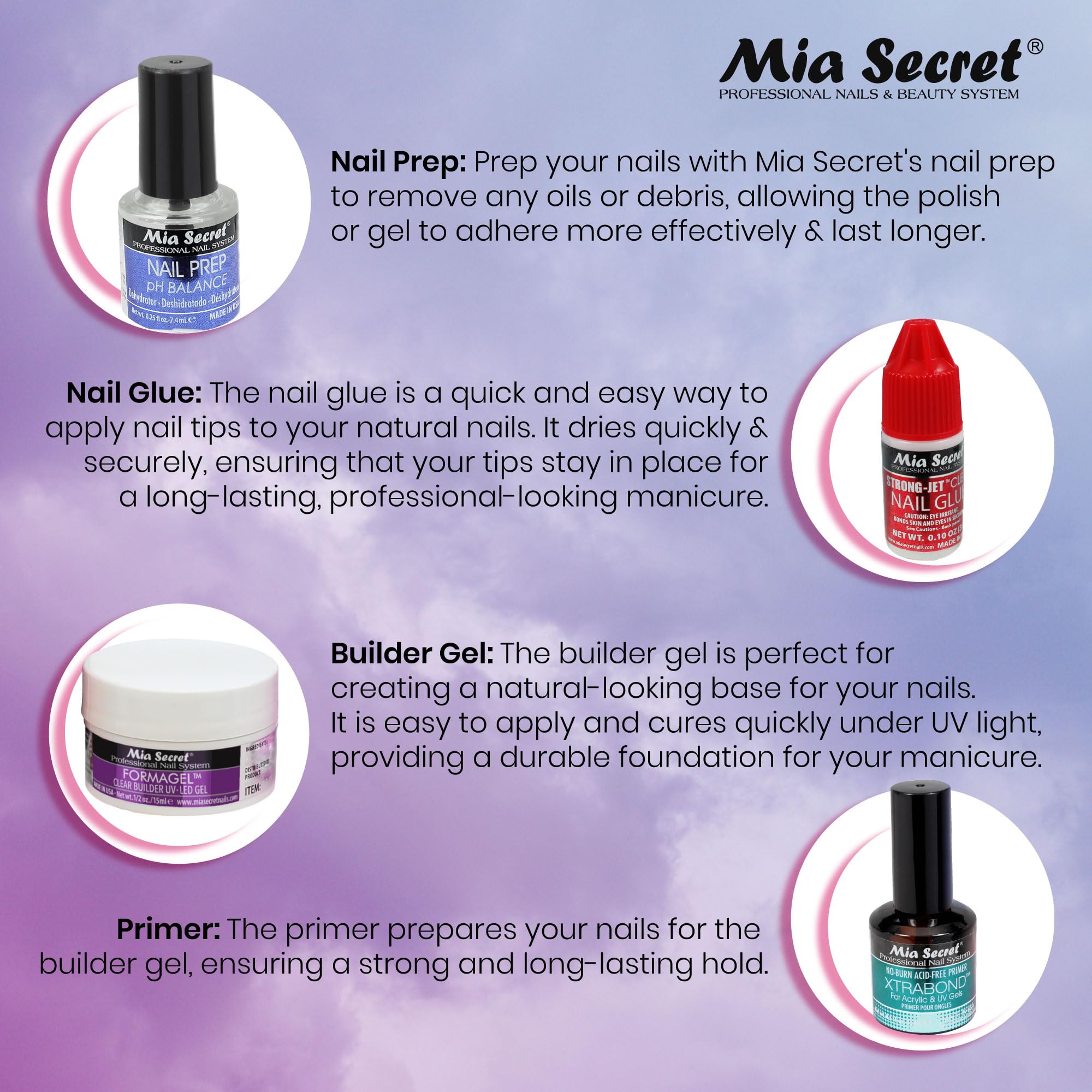 Mia Secret Formagel Builder Gel Kit - Professional Nail Prep, Topcoats, Builder Gel & Nail Files for Strong & Long-Lasting Nails | Perfect for DIY Manicures, Salon Use & Nail Extensions (Clear Kit)