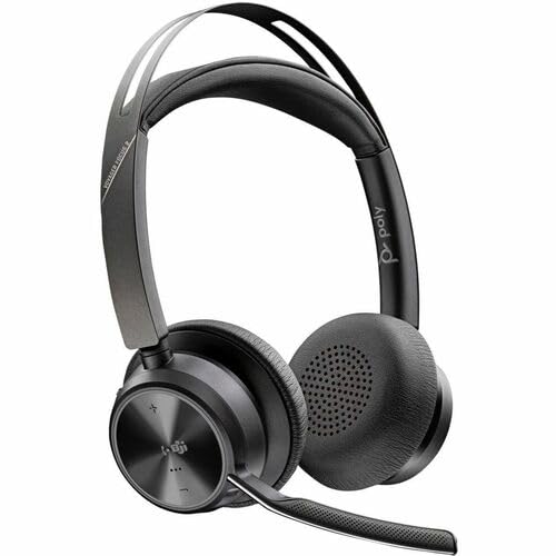 Poly Voyager Focus 2 Microsoft Teams Certified Wireless Headset with USB-C/A Adapter - Bluetooth Stereo Headphones for Office, Remote Work & Video Calls - Google Assistant & Siri Compatible - TAA Compliant