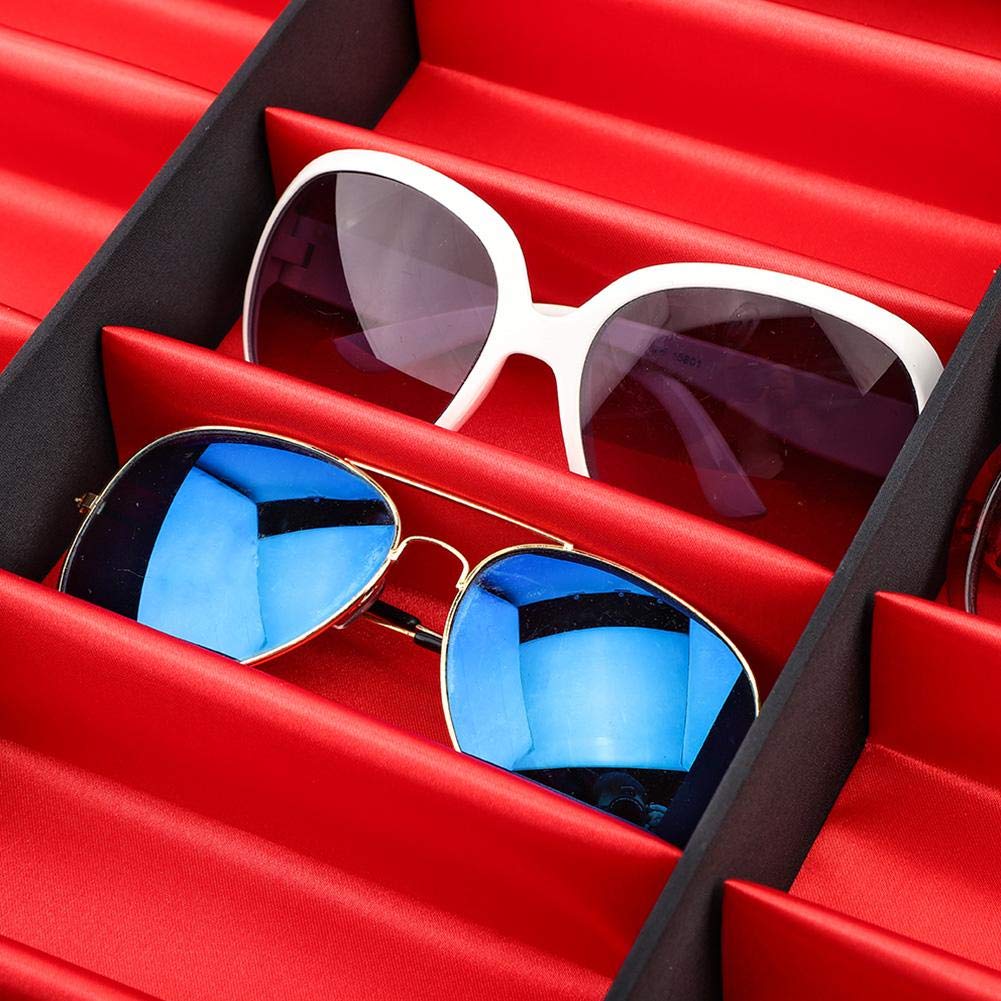 YUYTE 18 Grid Sunglasses Display Case & Eyewear Organizer - Foldable Glasses Storage Rack, Watch & Jewelry Tray - Perfect for Retail Stores, Home Organization & Travel Accessories