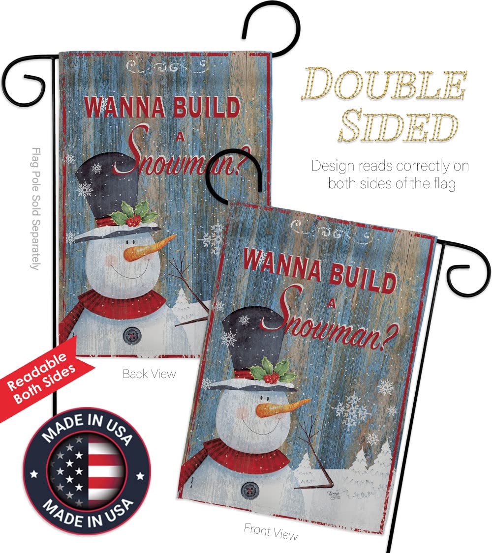 Snowman Winter Christmas Banner - 13x18.5in Garden Flag Set for Holiday Decor