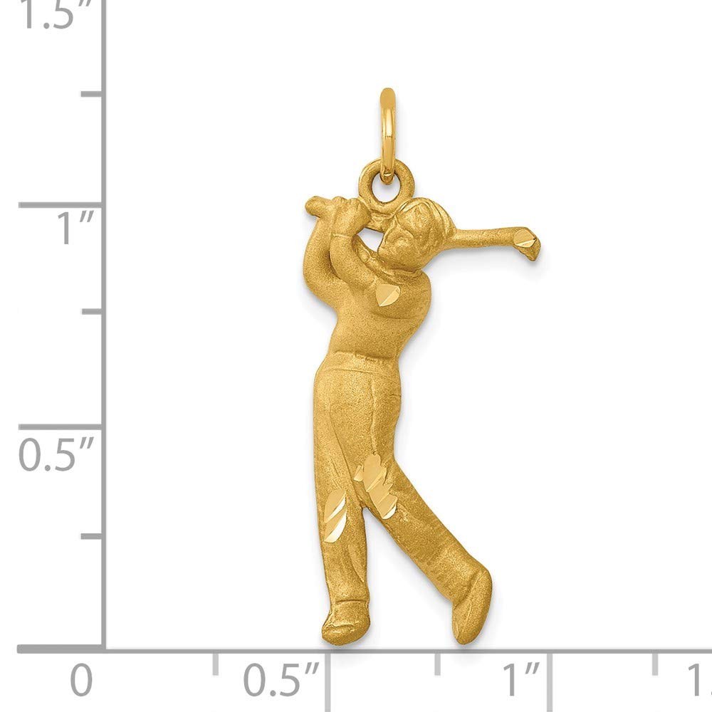 14K Solid Yellow Gold Male Golfer Charm Pendant - 32mm x 13mm - Perfect for Golf Enthusiasts & Jewelry Collectors - Great Gift for Birthdays, Father's Day & Retirement