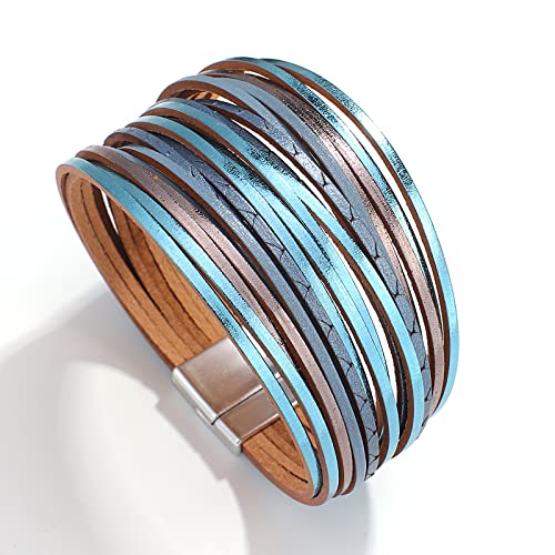 Blue Leather Bracelets