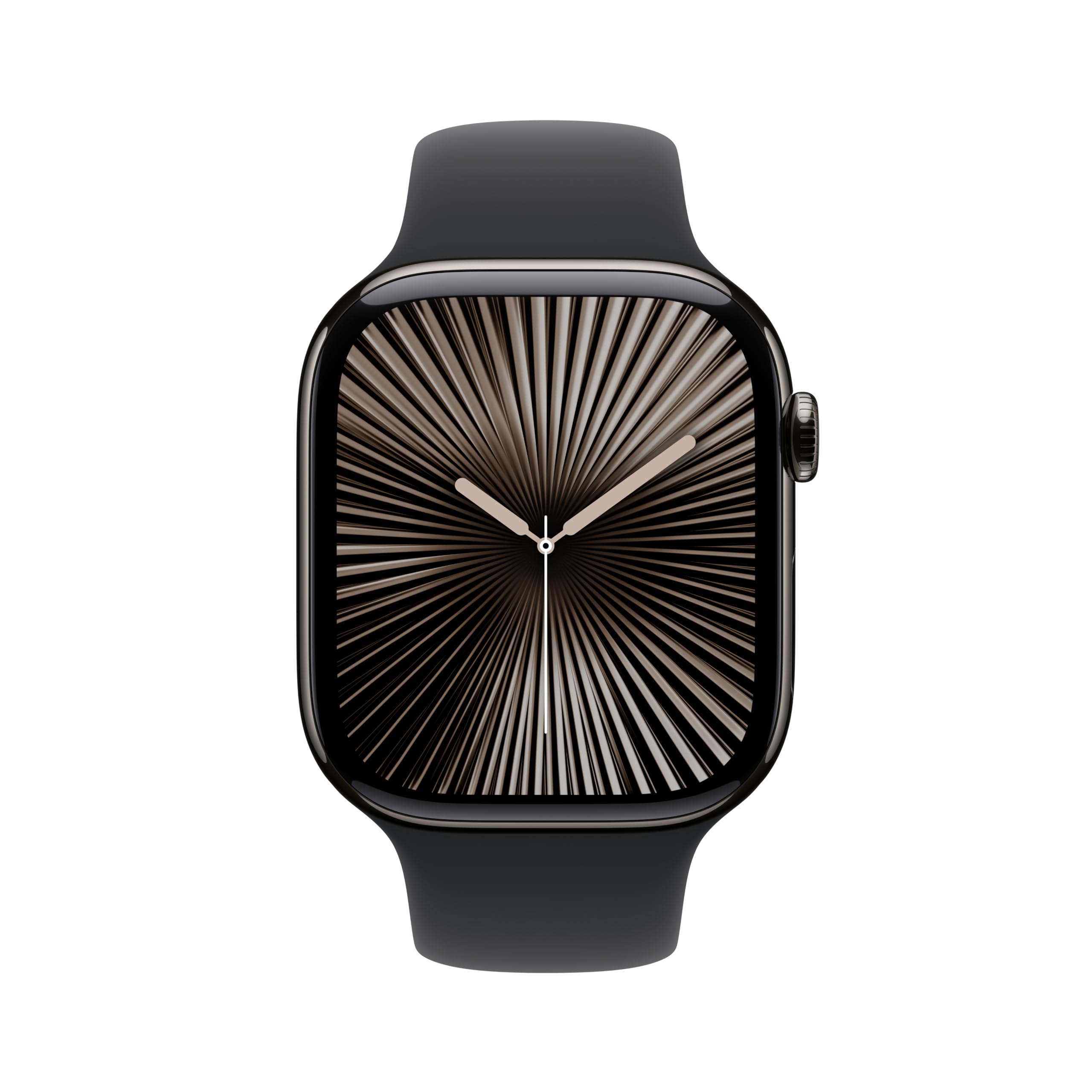 Apple Watch Series 10 [GPS + Cellular 46mm] Titanium Smartwatch with Black Sport Band - Fitness Tracker, ECG Monitor, Always-On Retina Display, Water Resistant for Running, Swimming & Daily Wear