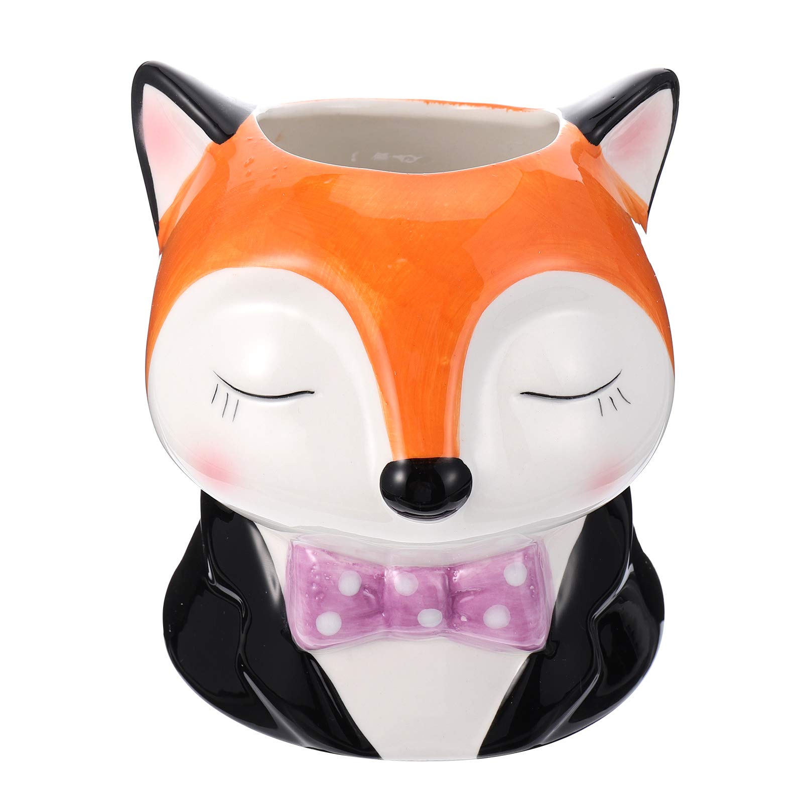 Fox-Shaped Ceramic Planter Pot for Succulents & Cactus – Cute Cartoon Flower Pot for Home Decor, Office Desk, or Garden Planting