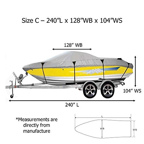 Premium 600 Denier Heavy Duty Boat Cover for Bass, Fish & Ski Boats (16ft-18.5ft) - Waterproof UV Protection for Trailer Travel & Outdoor Storage | Ideal for Marine Use, Winter Protection & Boat Shelter