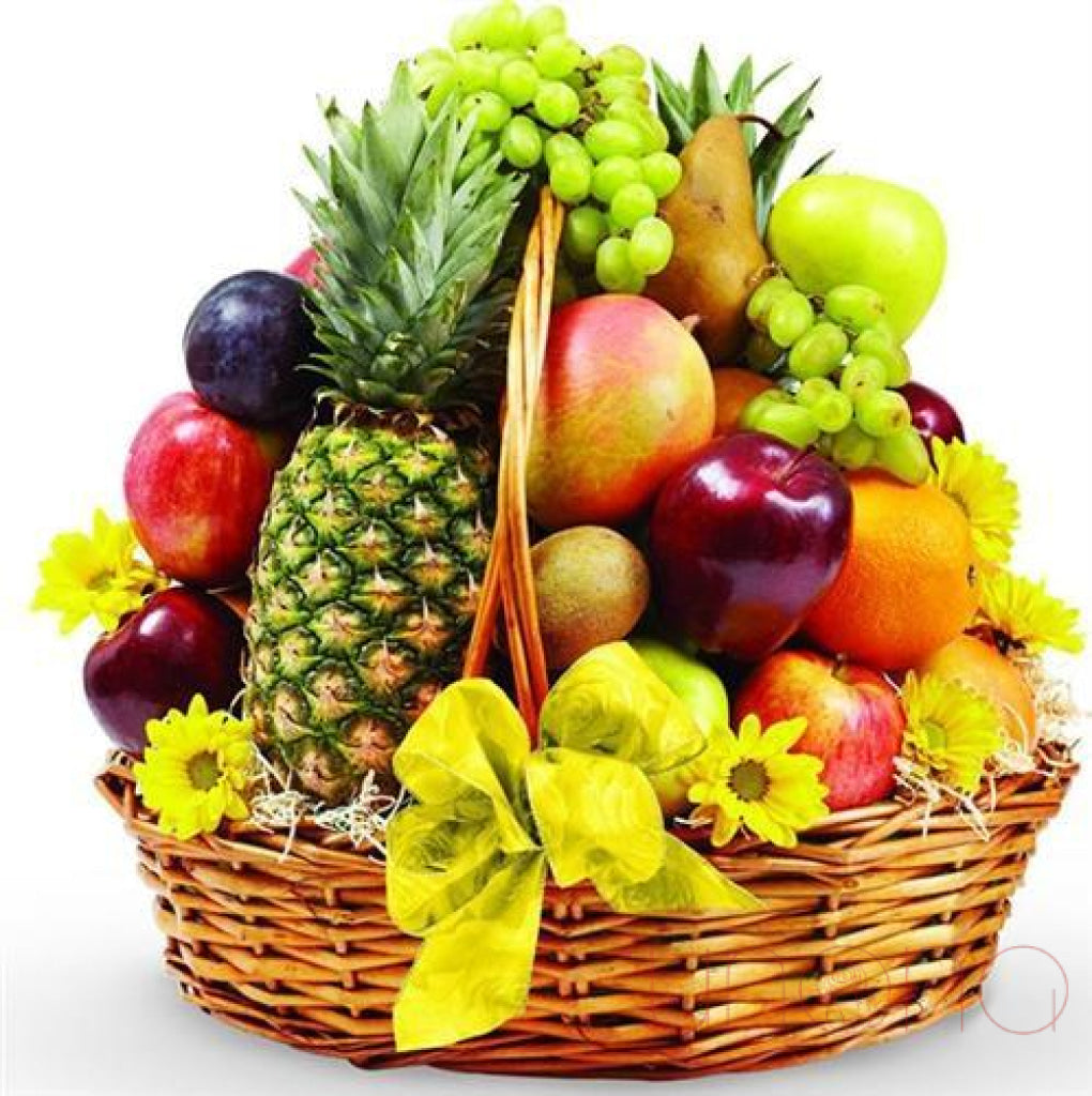 Premium Fresh Fruit Gift Basket with Elegant Floral Arrangement - Perfect for Birthday, Anniversary, Corporate Gifts & Holiday Celebrations
