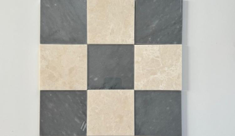 Premium Bardiglio Imperial & White Pearl Checkerboard Tiles - Polished or Honed Finish for Kitchen Backsplash, Bathroom Flooring & Luxury Interior Design