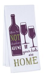 Ganz Wine Humor Kitchen Towels - Funny 'You're Not Drinking Alone' Dish Cloths for Wine Lovers - Perfect for Housewarming Gifts & Wine-Themed Parties