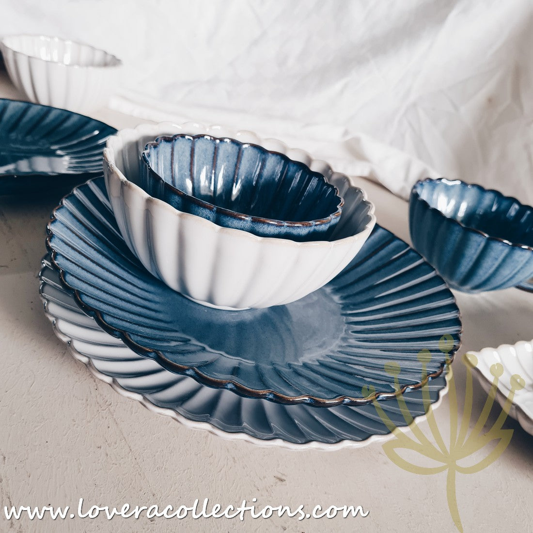 Rustic Seashell Dinnerware Set - Beach Themed Plates, Bowls & Serving Dishes for Coastal Dining & Entertaining - Perfect for Beach House, Summer Parties & Nautical Decor