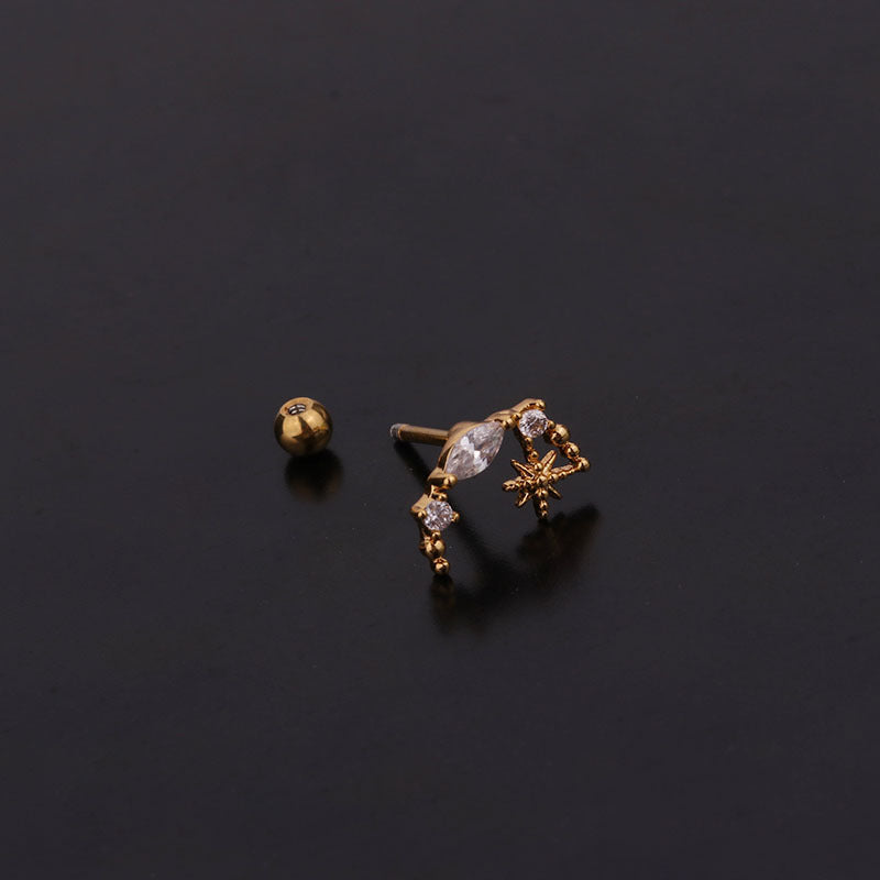 20G Cartilage Tiny Stud Earrings - Moon & Star Stud Earrings for Women | HSPJ259 | Perfect for Daily Wear, Parties & Gifts