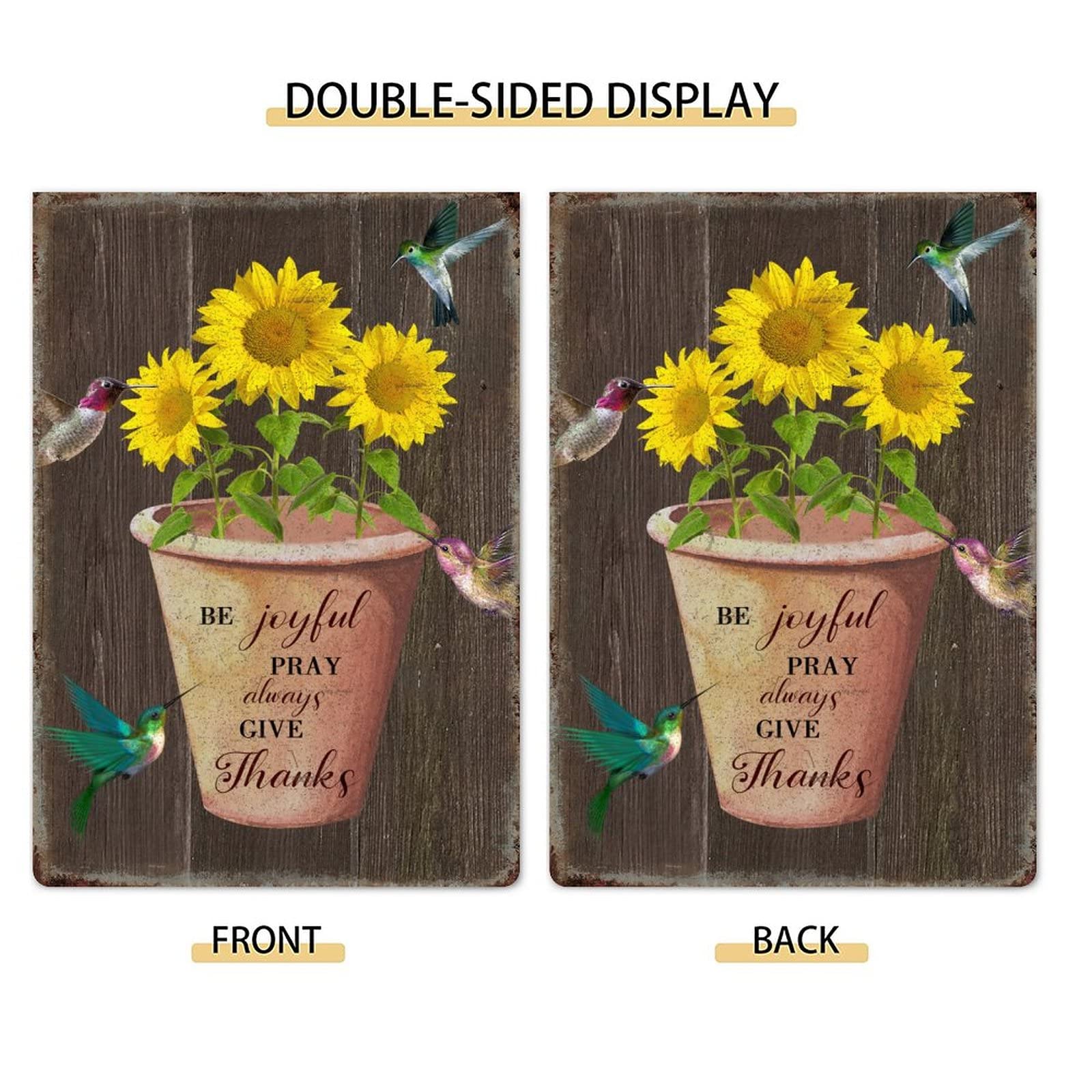 Premium Double-Sided Welcome Garden Flag - Be Joyful Pray Always Give Thanks Rustic Yard Banner for Farmhouse, Halloween & Summer Decor - 28x40 Inch Outdoor House Flag for Porch, Lawn & Garden Decoration