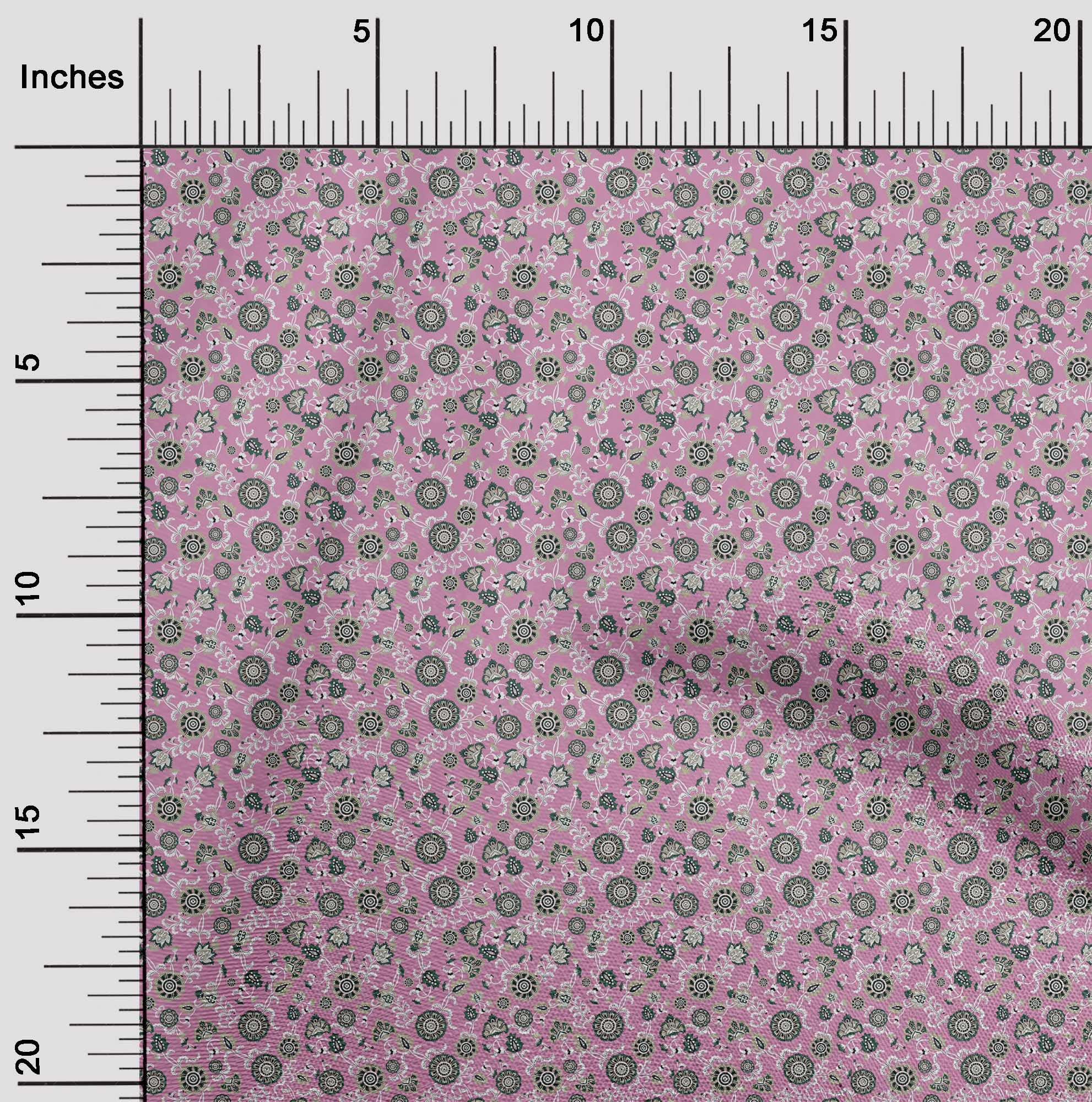 oneOone Velvet Pink Floral Print Fabric - 58 Inch Wide Japanese Asian Style DIY Sewing Material for Clothing, Quilting & Home Decor | Soft, Durable & Easy to Sew