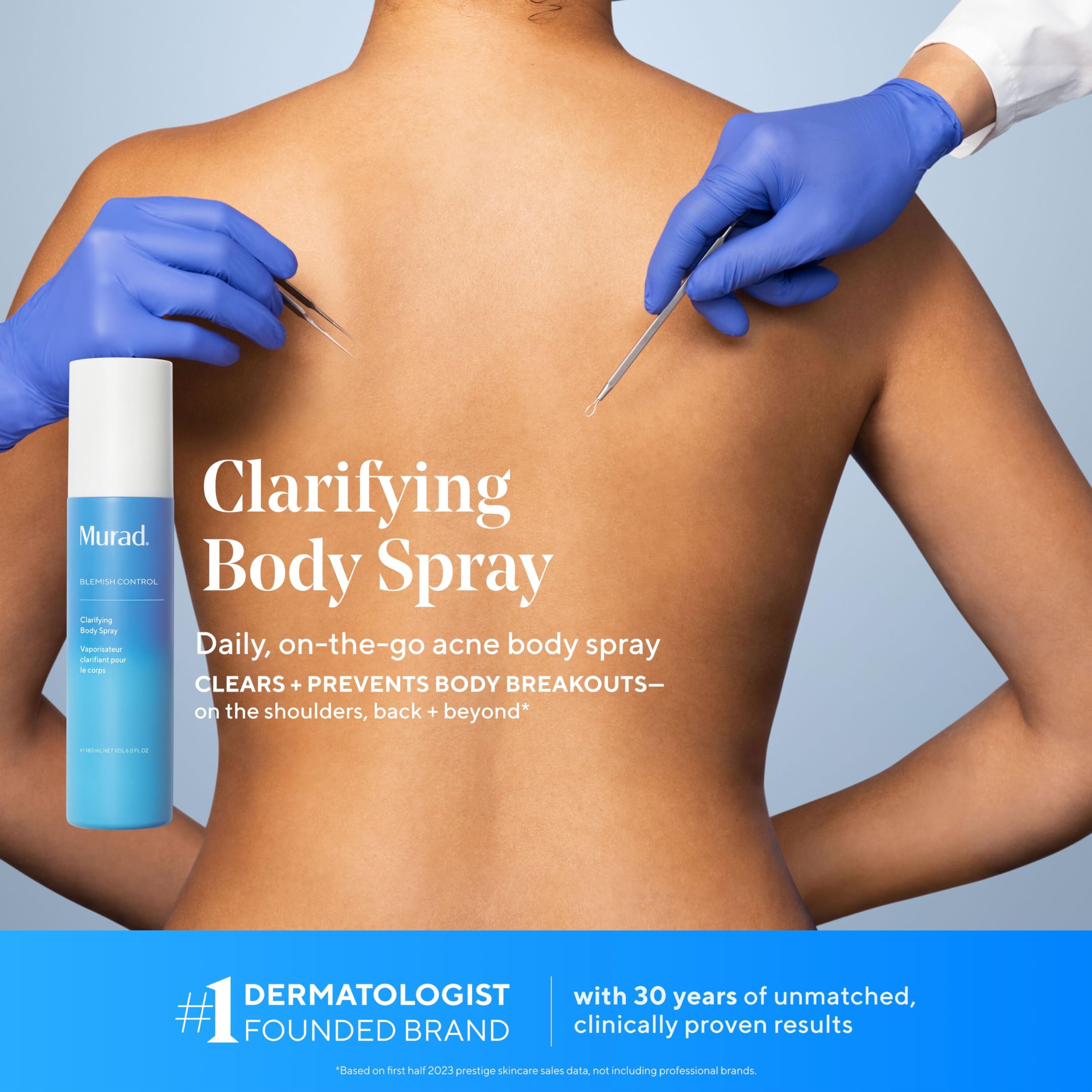 Murad Clarifying Body Spray with Salicylic Acid - Acne Treatment for Back, Chest & Body Breakouts | Prevent & Clear Body Acne for Smooth Skin | Gym, Workout & Post-Shower Use