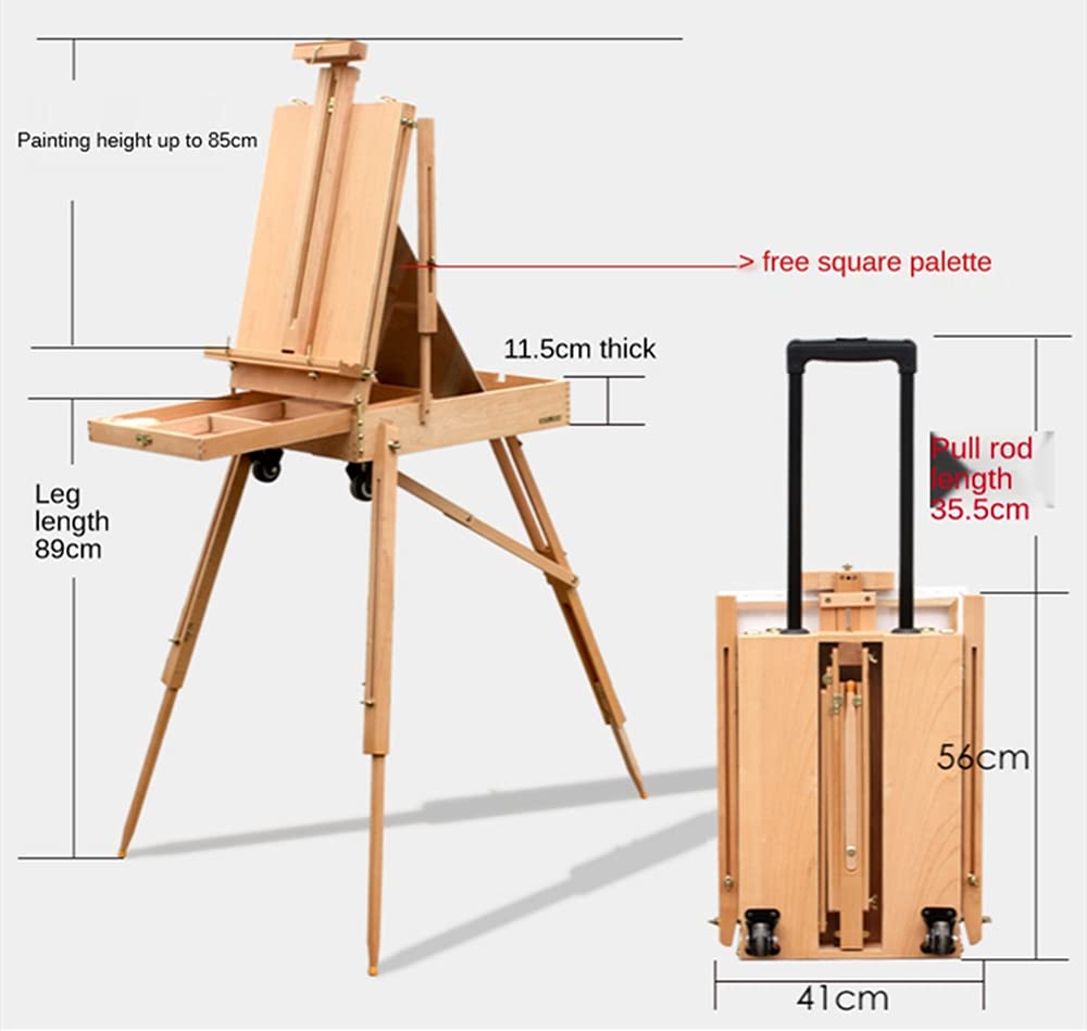 Adjustable Foldable Wooden Tripod Easel Stand with Storage Shelf & Palette - Perfect for Painting, Sketching & Drawing - Ideal for Artists, Students & Hobbyists - Great for Home, Studio & Classroom Use