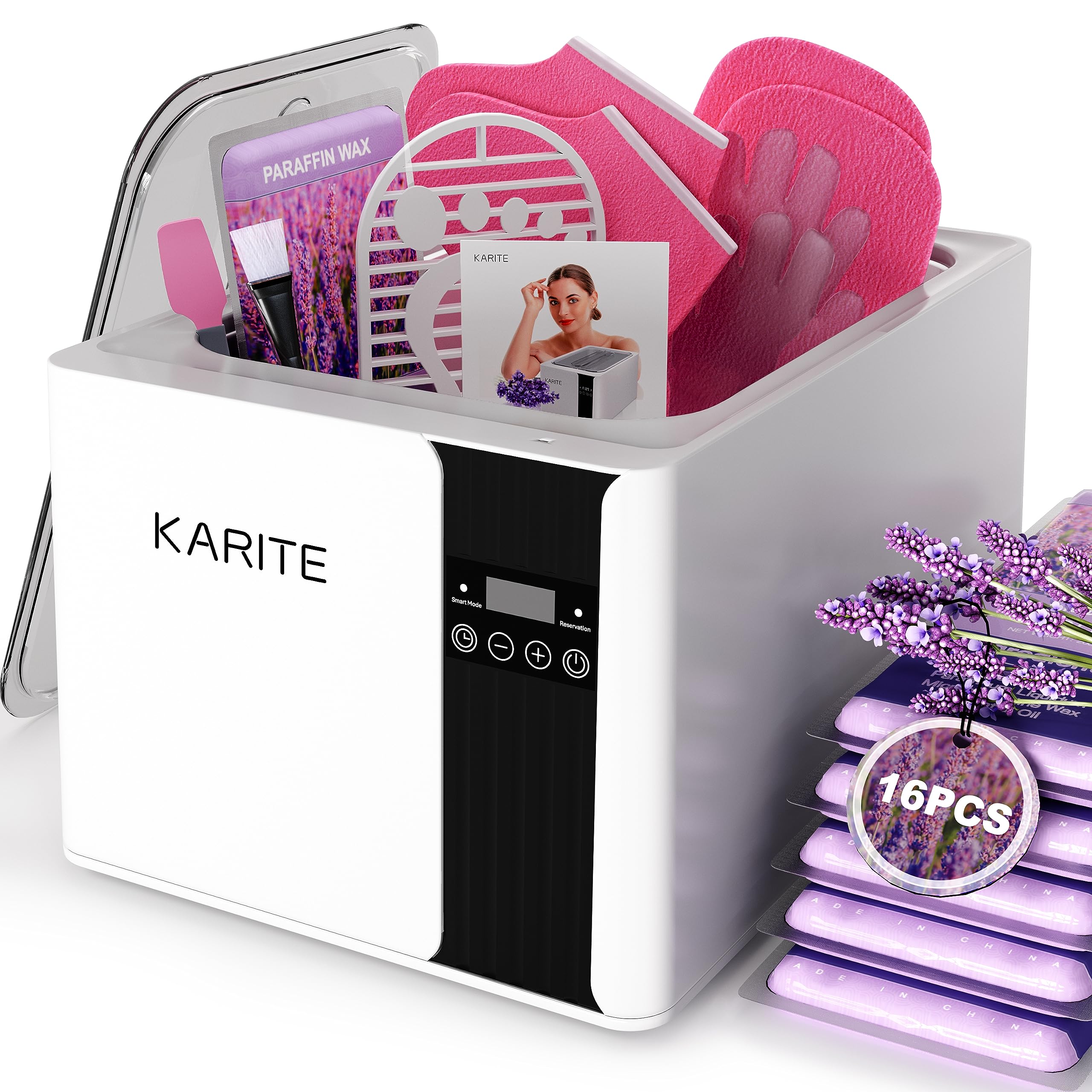 KARITE 9000ml Paraffin Wax Machine for Hands and Feet - Auto-Timer, Smart Mode & Precision Temperature Control Wax Warmer Kit with 16PCs Refills - Perfect for Spa, Nail Salon & Home Relaxation Therapy