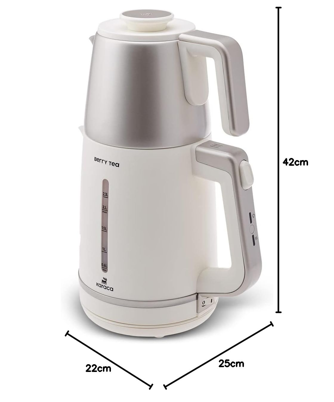 KARACA Berry Tea XL Turkish Tea Maker with Mulberry Kettle - Stainless Steel Tea Pot & Whistling Kettle for Traditional Turkish Tea | Perfect for Home, Office & Tea Ceremonies