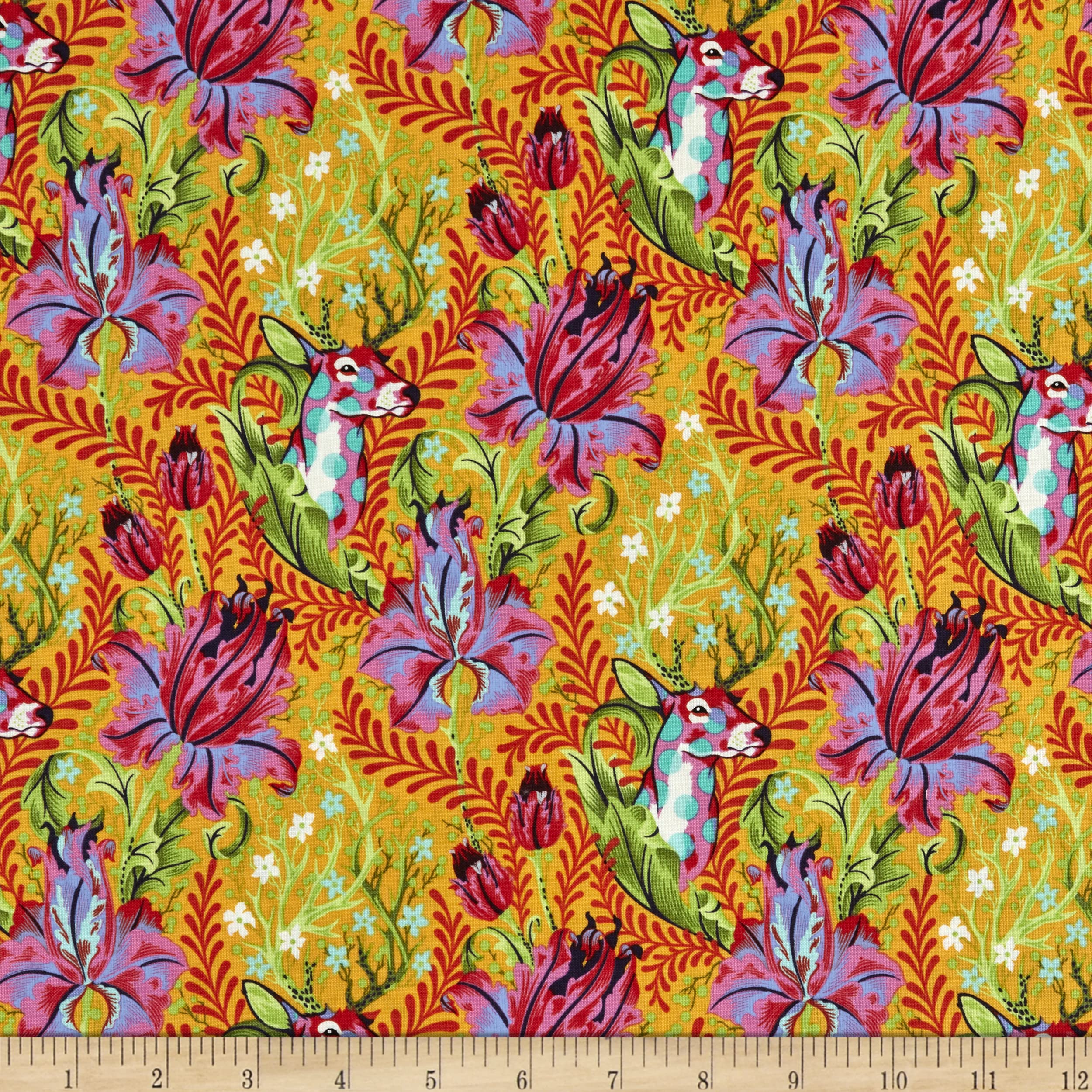 Tula Pink Tiny Beasts Deer John Glow Fabric by The Yard - Premium Quilting Cotton for DIY Sewing Projects, Home Decor & Crafting