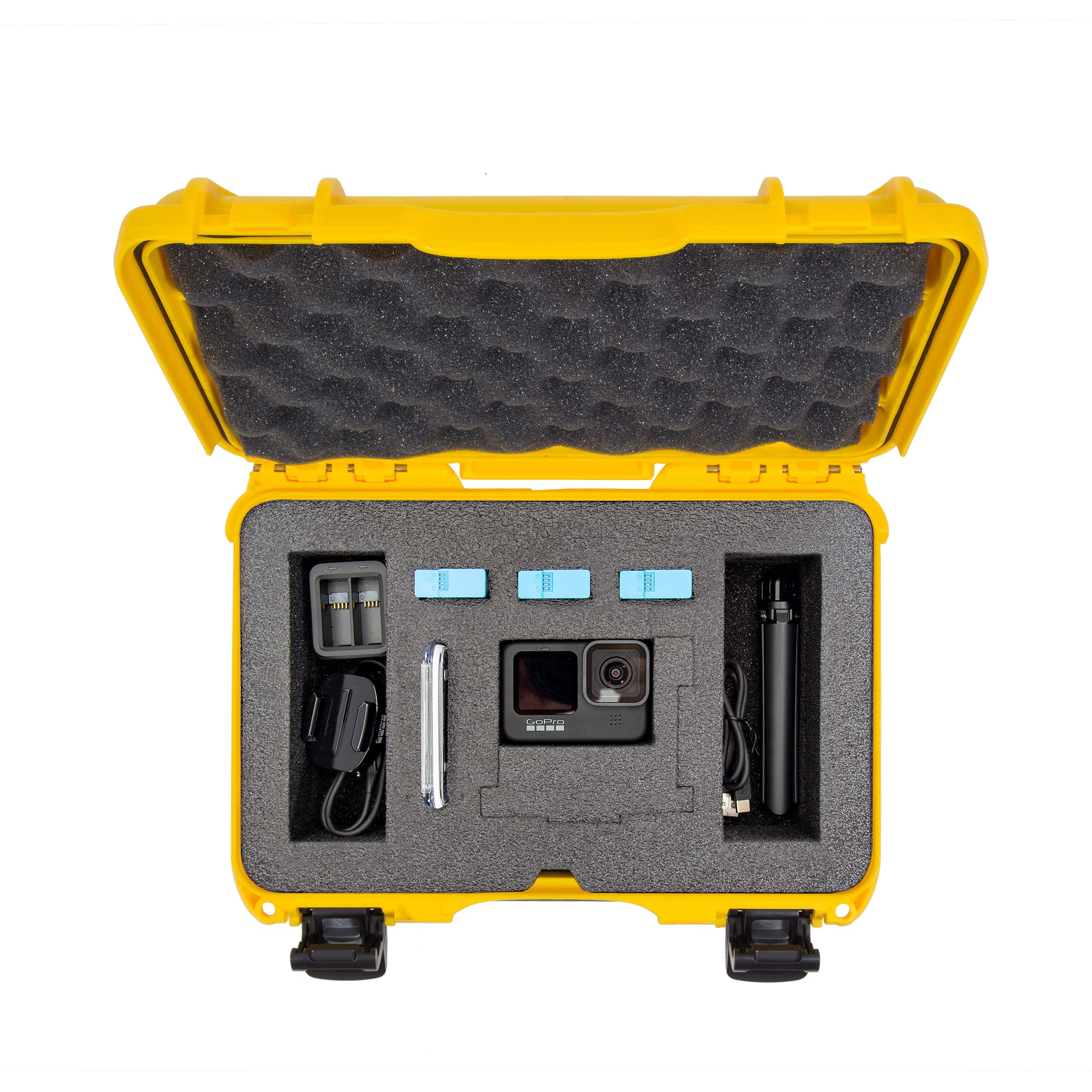 Nanuk 909 Waterproof Hard Case with Custom Foam Insert for GoPro Hero 9 & 10 - Protective Travel Storage for Cameras & Accessories (Yellow, 909-GOPH94) - Ideal for Outdoor Adventures, Travel & Equipment Protection