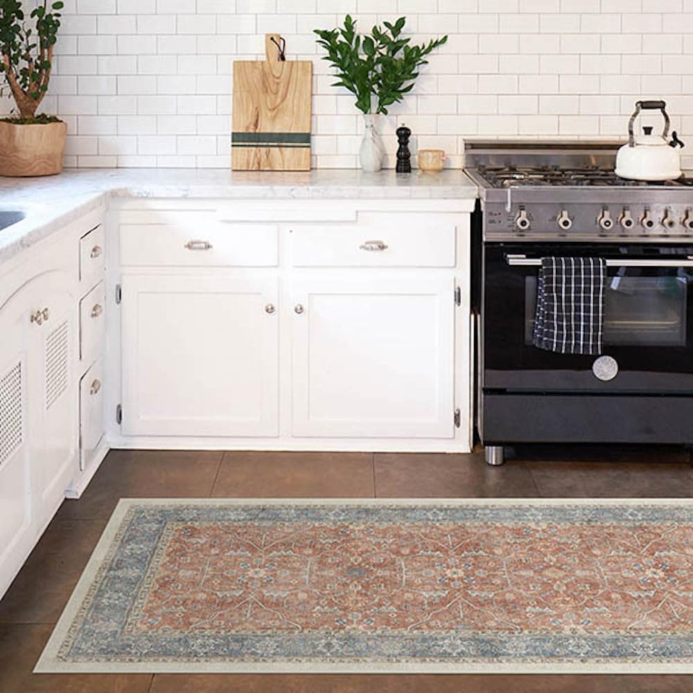 Washable 2x7 Runner Rug by Ruggable - Celestine Coral | Non-Slip Premium Rug for Hallway, Kitchen, Entryway, Living Room, Bedroom & Office | Perfect for High-Traffic Areas & Pet-Friendly Homes