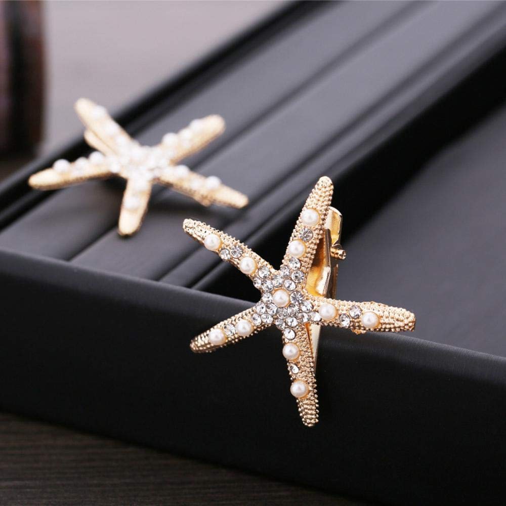 3Pcs Pearl Starfish Rhinestone Hair Clips - Elegant Mermaid Hair Accessories for Women & Girls | Perfect for Weddings, Parties, Beach Vacations, Photography & Special Occasions | Great Gift for Brides, Kids & Teens