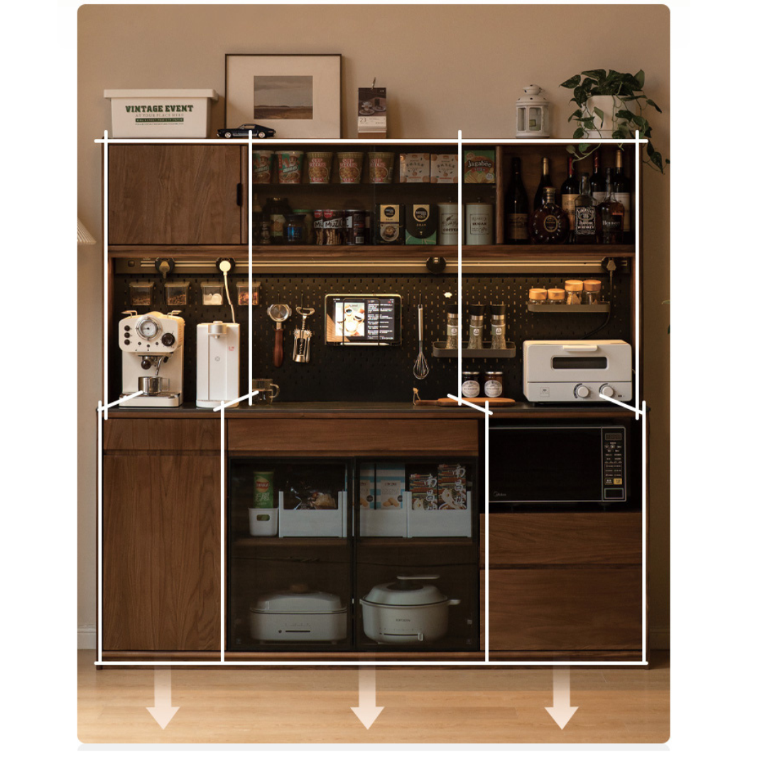 Solid Black Walnut Wood Sideboard Buffet Cabinet - Rustic Dining Room Storage Furniture for Kitchen, Living Room & Entryway Organization