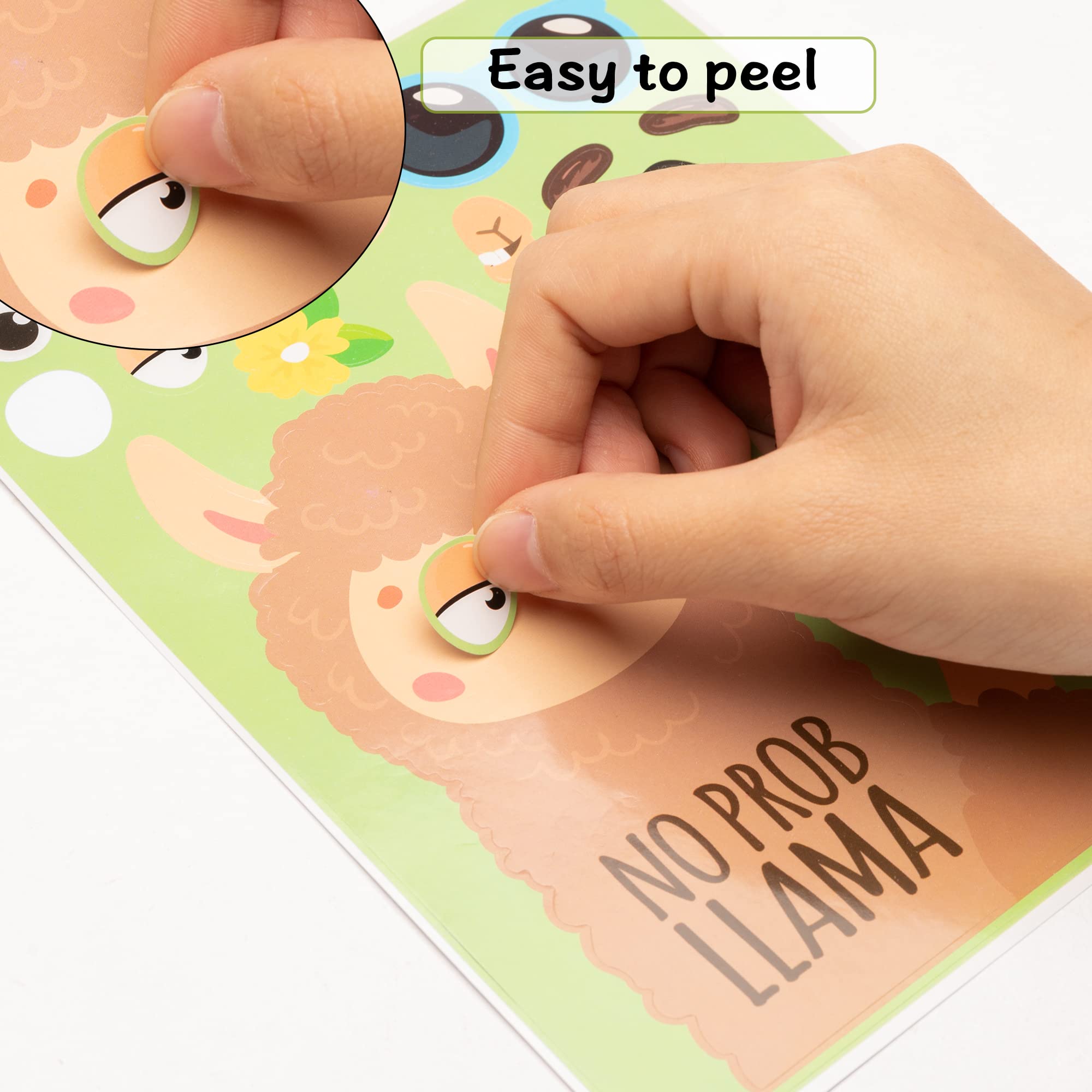 WATINC 36PCS DIY Llama Cactus Stickers Kit - Make a Face Animal Sticker Craft Game, Fun Art Cards for Kids, Perfect for School Goodie Bags, Party Favors, Fiesta Supplies & Mexican Themed Celebrations