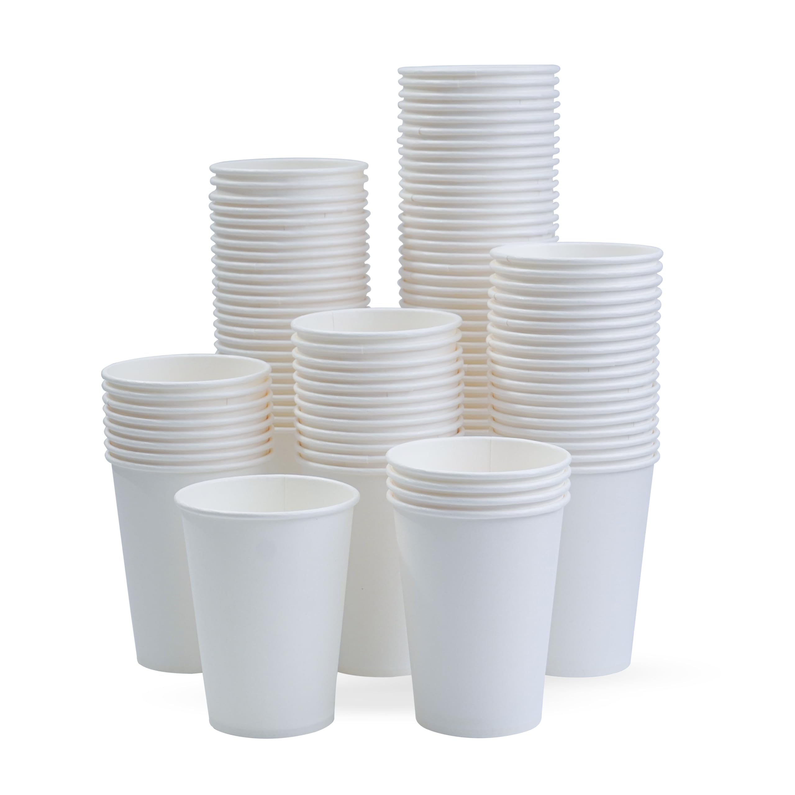 PARICOTT 250ml Disposable Plain Glass Drinking Cups - 100pcs Bulk for Cocktail, Wine, Tea, Coffee, Juice & Water | Eco-Friendly Party Cups for Weddings, BBQs, Picnics & Office Events | Unprinted Paper Cups Without Lid