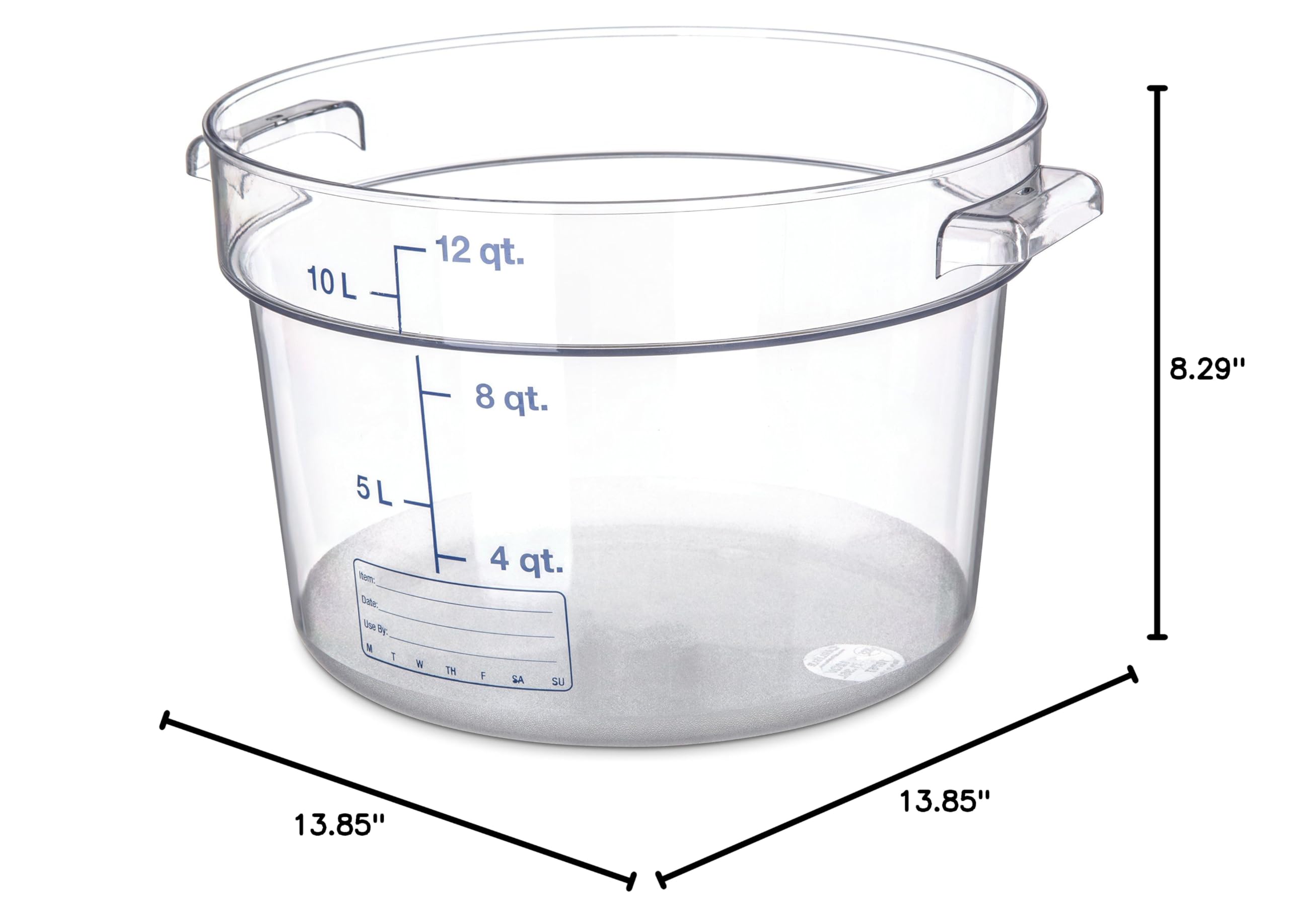 Carlisle Storplus 12 Quart Clear Polycarbonate Round Food Storage Container - Stackable Design for Catering, Buffets & Restaurants - Perfect for Bulk Food Prep, Leftovers & Commercial Kitchen Organization