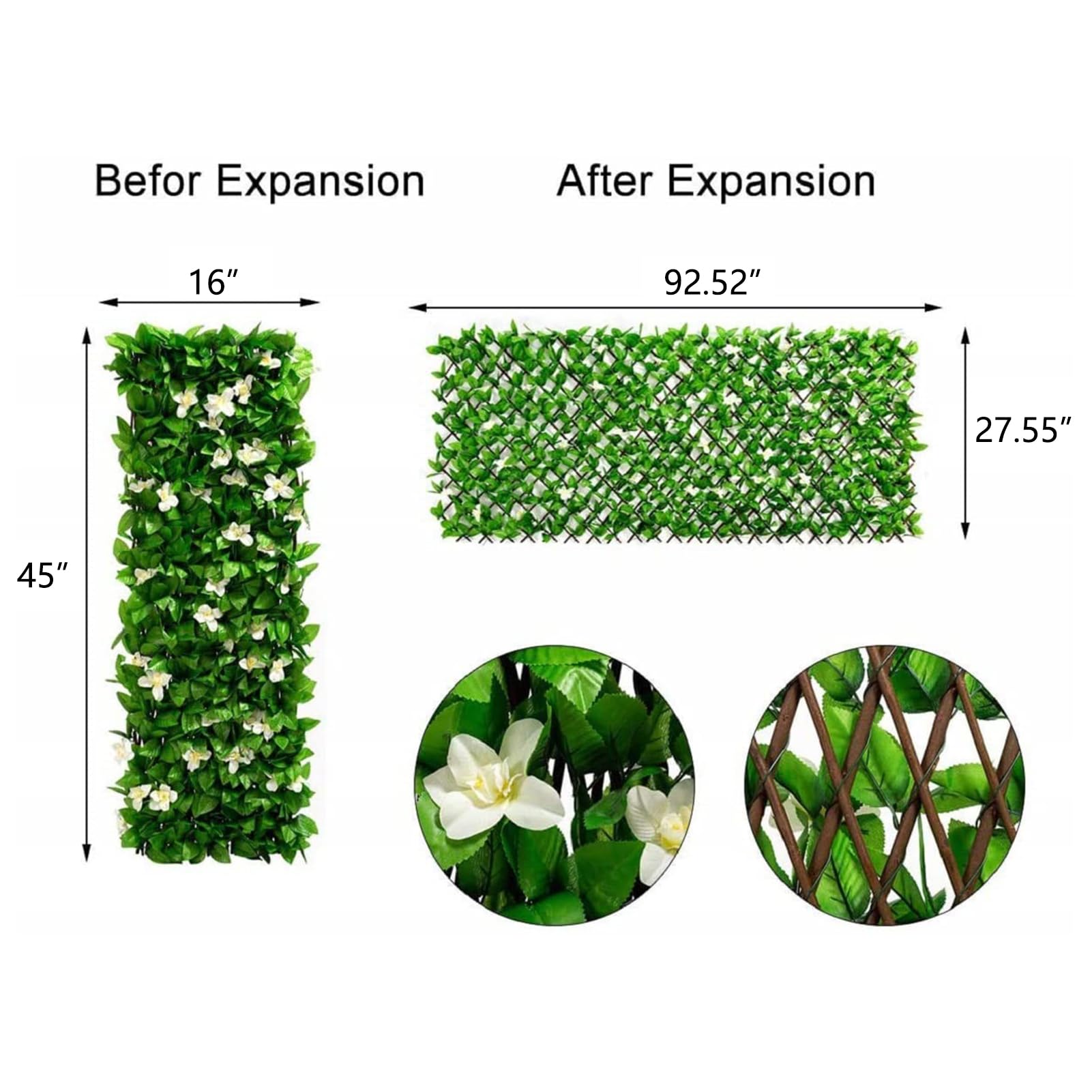 DOEWORKS Expandable Fence Privacy Screen for Balcony, Patio, Outdoor - Faux Ivy Fencing Panel for Garden, Backyard, Home Decor (4 Pack) - Perfect for Creating Private Outdoor Spaces and Enhancing Landscape Design