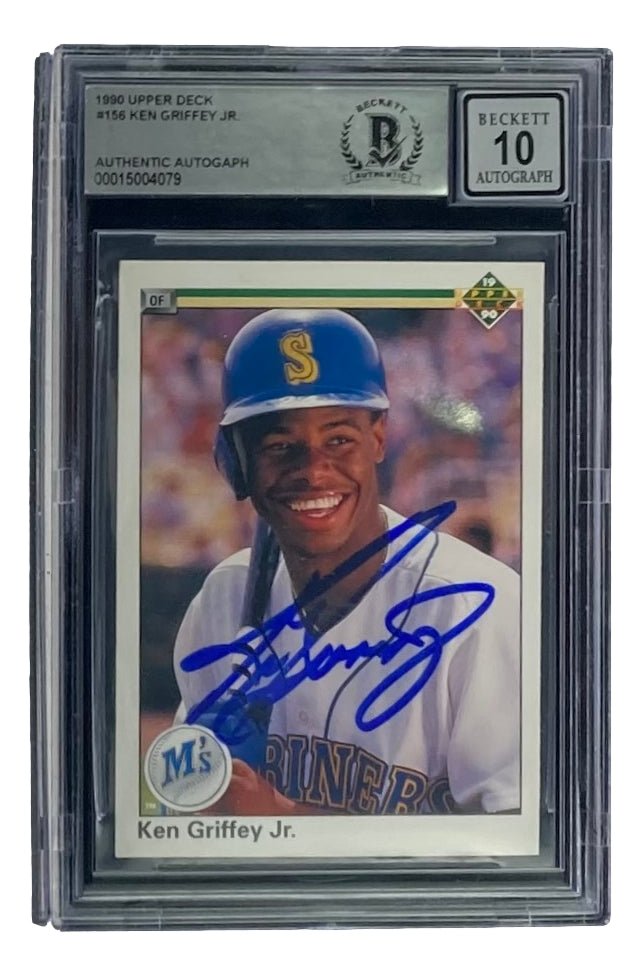 Ken Griffey Jr Signed 1990 Upper Deck #156 Rookie Card - Seattle Mariners - BAS Graded 10 Gem Mint - Perfect for Baseball Memorabilia Collections & Sports Fan Gifts